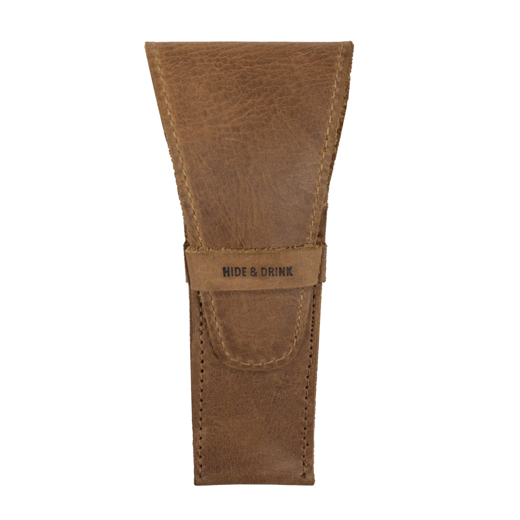 A stylish Safety Razor Case by Hide & Drink, lying flat to show its design in high-quality Full Grain Leather. This artisan-crafted piece is essential for anyone passionate about personal care and shaving.