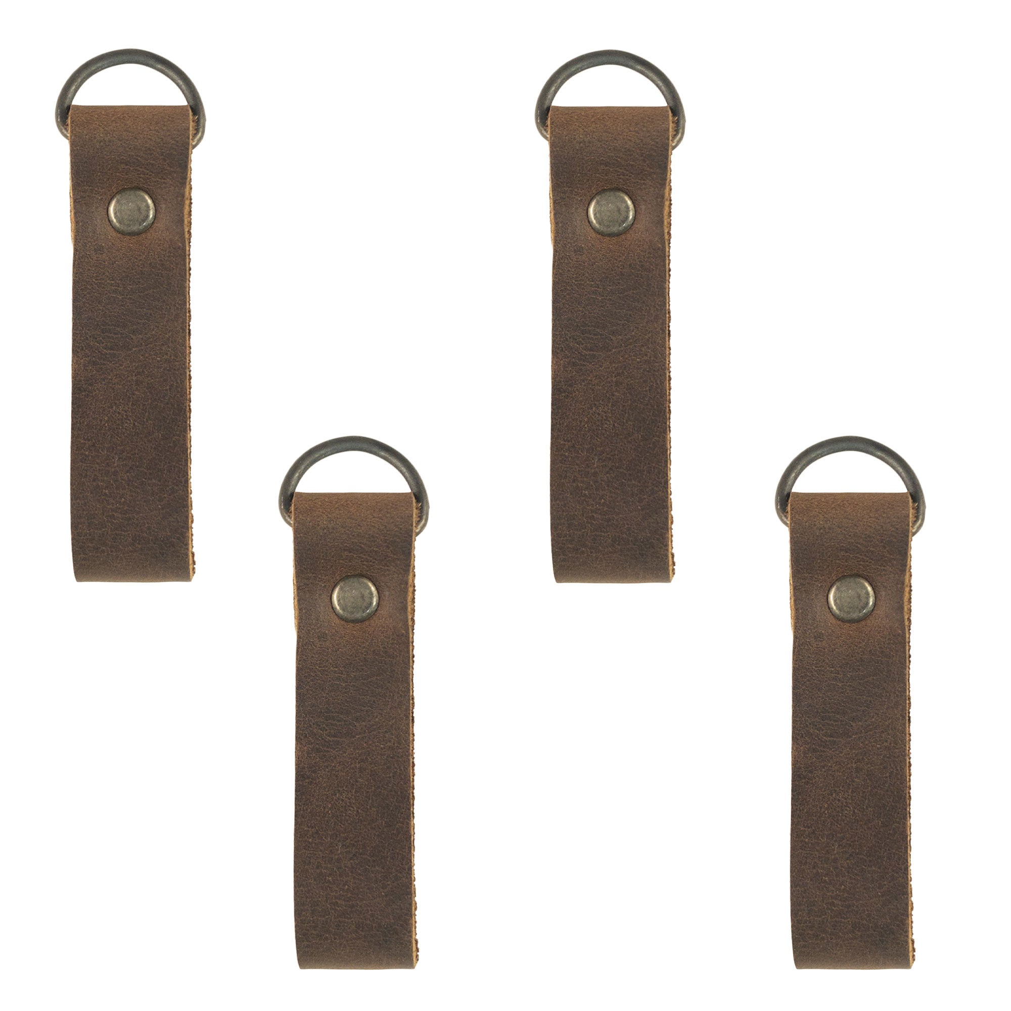 Complete the look with this Set of 4 Riveted Suspender Loop Attachments from Hide & Groom. These attach easily to your suspenders, making them perfect for wedding ceremonies and formal wear. Made from full grain leather, each piece is artisan handcrafted in La Antigua Guatemala, showcasing StockyardX’s commitment to small batch production.