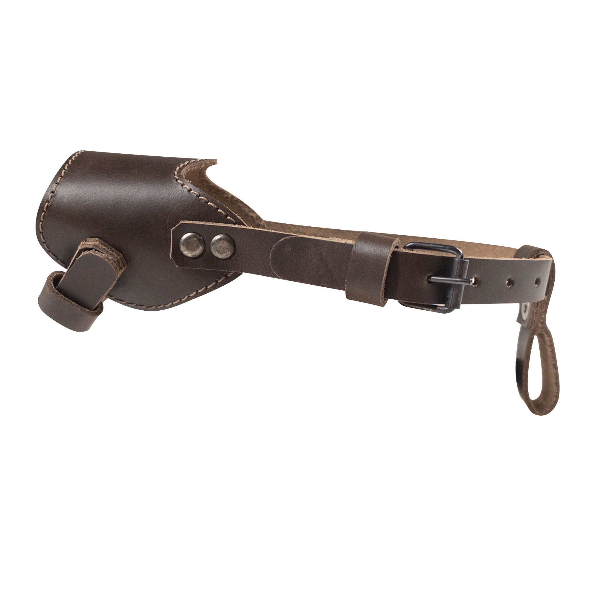 Adjustable Dog Muzzle by Taco Dog showcasing a handcrafted design in full grain leather, perfect for providing comfort and safety for your dog during training. This stylish muzzle is made using small batch production techniques, hand cut and sewn, ensuring artisan quality from La Antigua Guatemala.