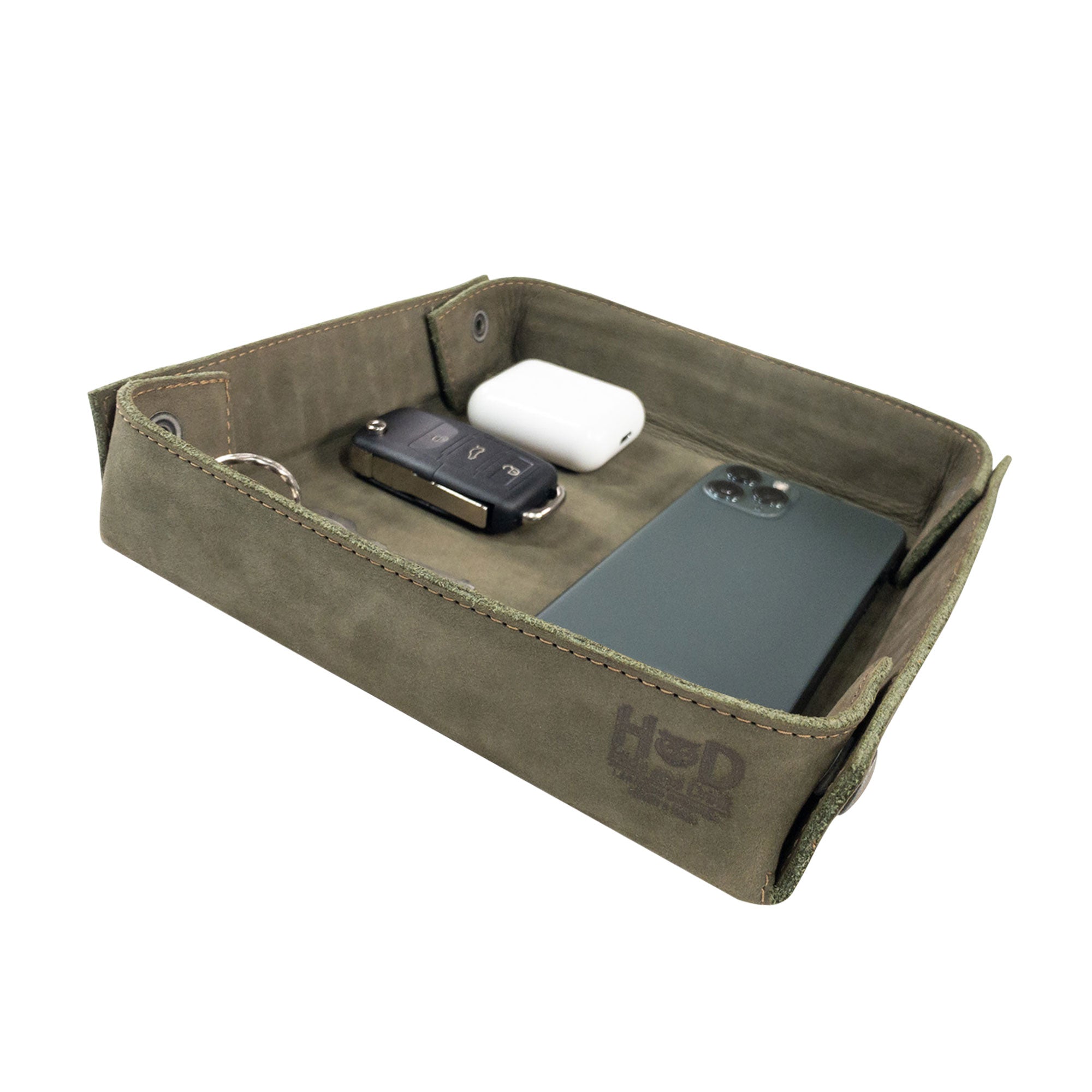 Hide & Drink Jumbo Tray, showcasing a stylish design crafted from full grain leather for organizing small items. This durable catchall tray reflects artisan craftsmanship from La Antigua Guatemala.