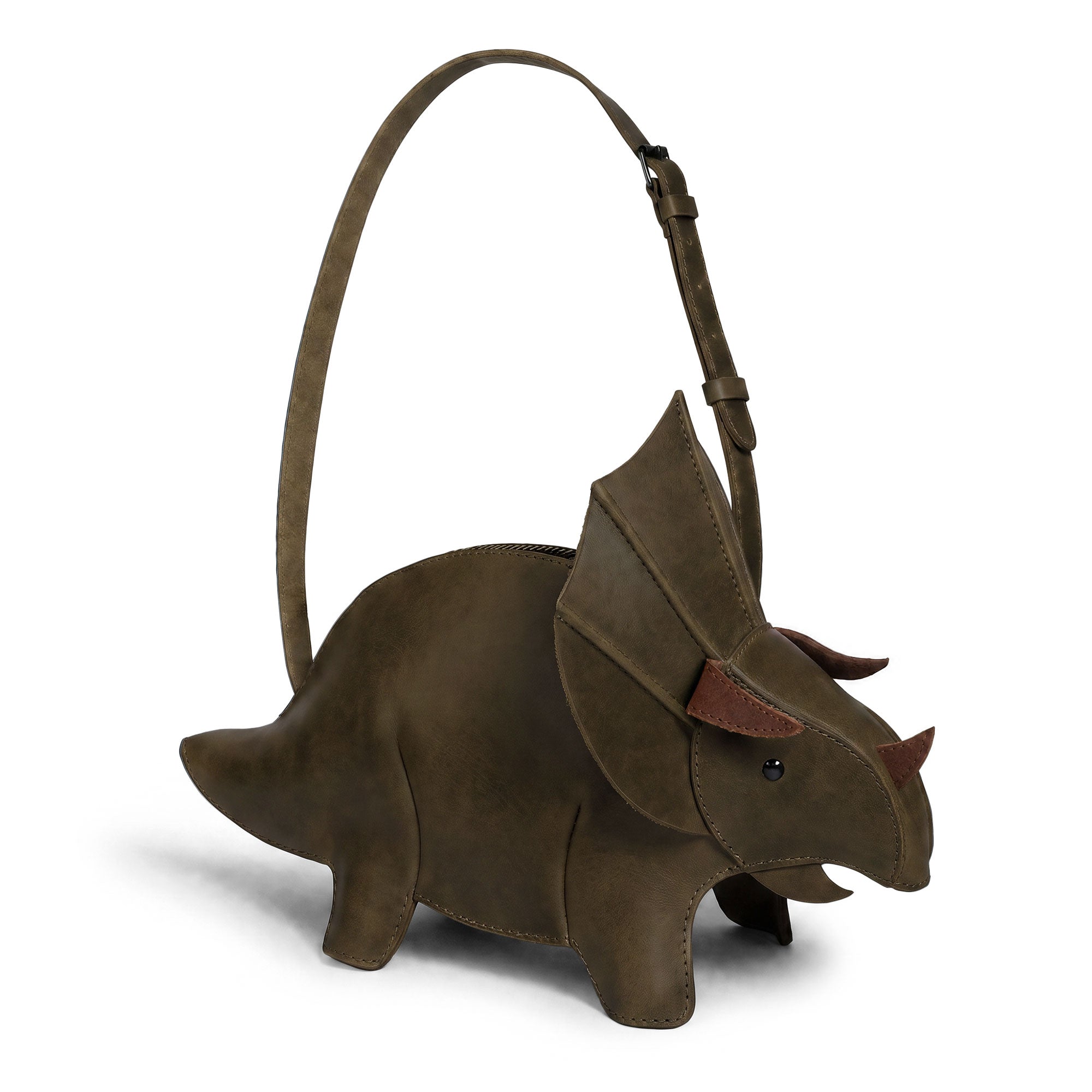 Leather Dinosaur Triceratops Shoulder Bag