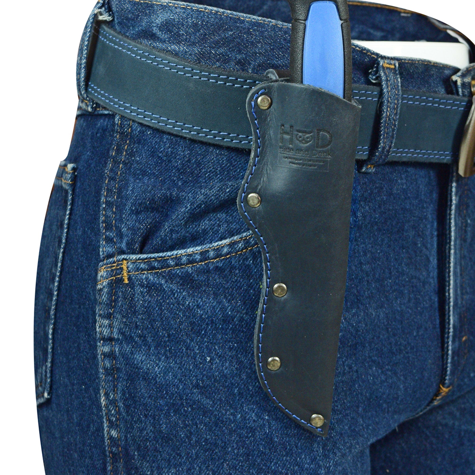 Hide & Drink's Belt Mora Knife Sheath, featuring a well-designed Thick Sheath for Mora Knife with Belt Loop. This artisan-crafted knife holster is perfect for camping adventures.