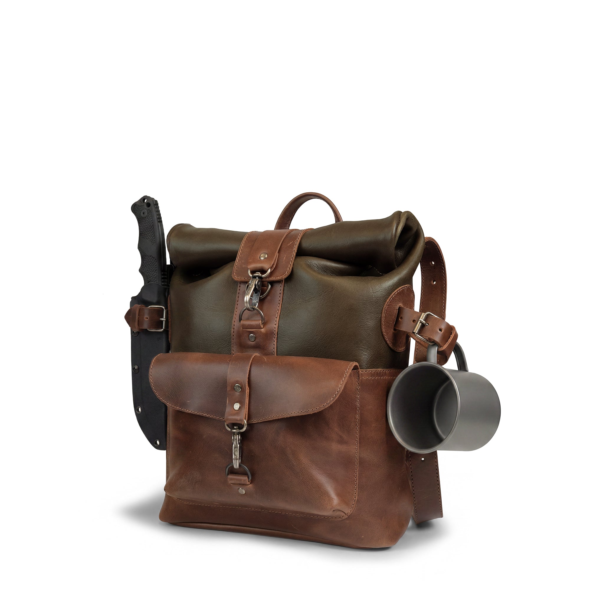A Vintage Adventure Crossbody Bag from Littlefield Chicago, showcasing its unique design with a leather finish, featuring an adjustable shoulder strap, ideal as an outdoor carrier and camping accessory. This leather adventure crossbody bag is perfect for travel, made with small batch production techniques and handcrafted in La Antigua Guatemala.