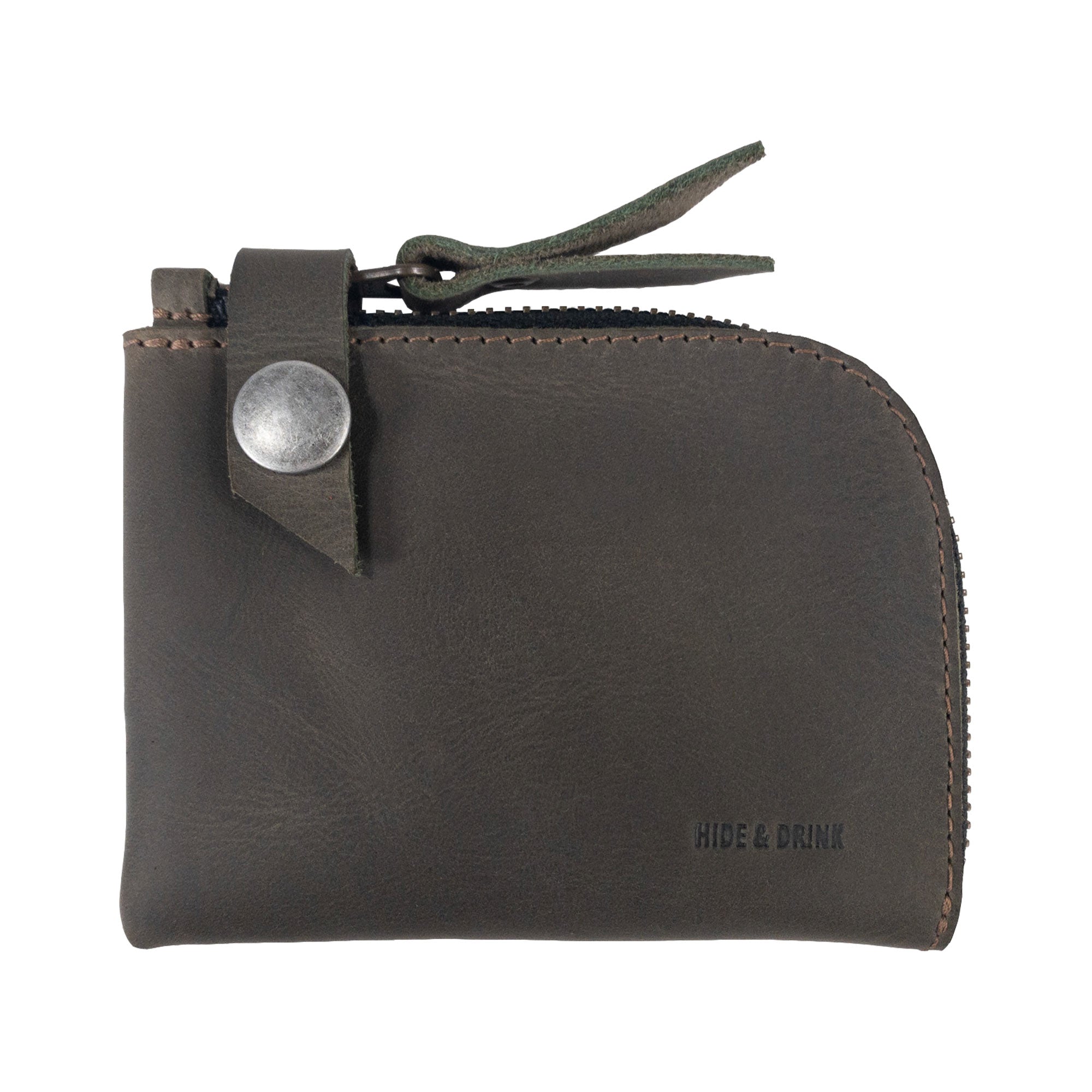 Lion's Mane Zippered Wallet by Hide & Drink, crafted with elegance and functionality, perfect for storing cash and cards securely while on the go.