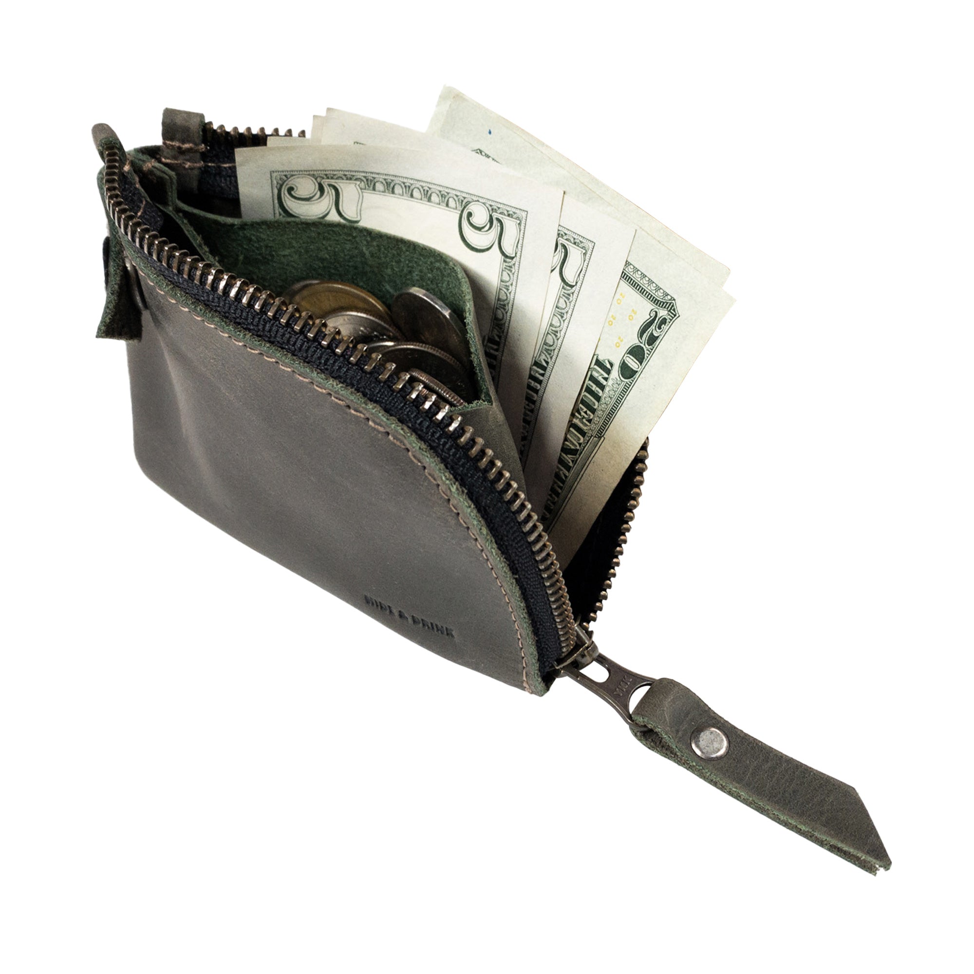 Lion's Mane Zippered Wallet by Hide & Drink showcasing its unique features for organizing essential items. An exquisite pocket-size wallet for daily use.