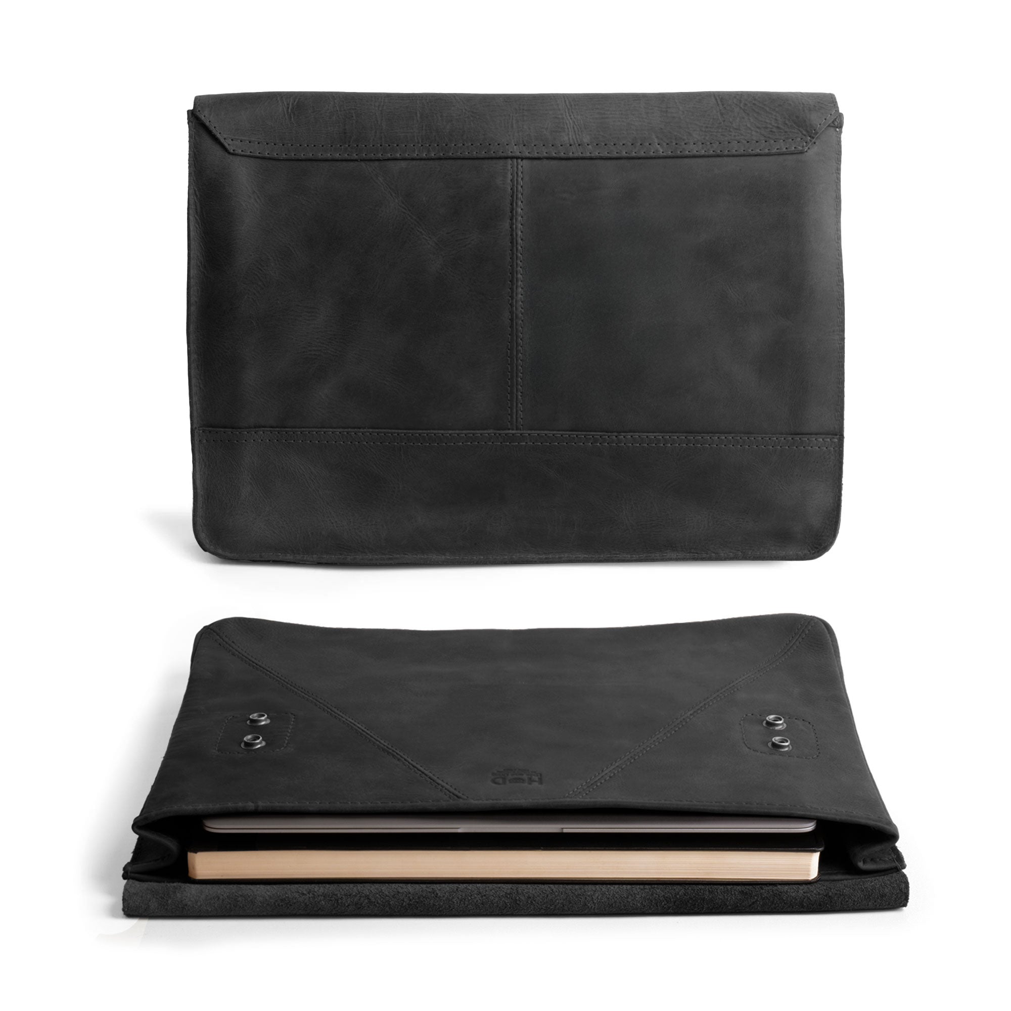 Stylish and functional black leather Vintage Folder Holder XL by Hide & Drink, crafted from premium Full Grain Leather for durability. Perfect for organizing documents, it serves as an excellent padfolio and embodies the artisan quality from La Antigua Guatemala and Oaxaca Mexico.
