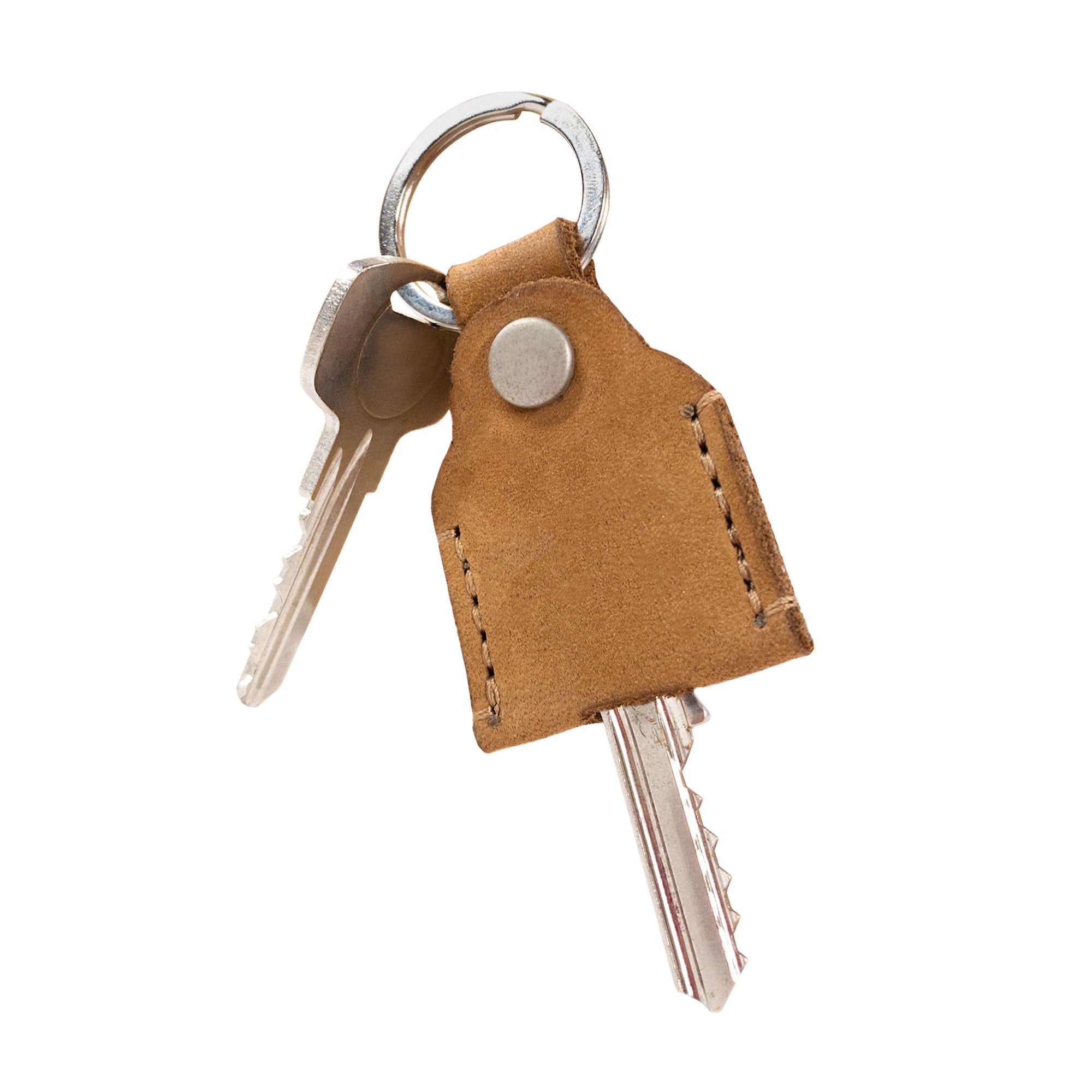 Reverse side of navy Hide & Drink Key Holder featuring the brand logo and craftsmanship details. This durable Key Holder serves as a Keychain Organizer and emergency coin pouch. Handmade in La Antigua Guatemala & Oaxaca Mexico, focusing on quality with small batch production.