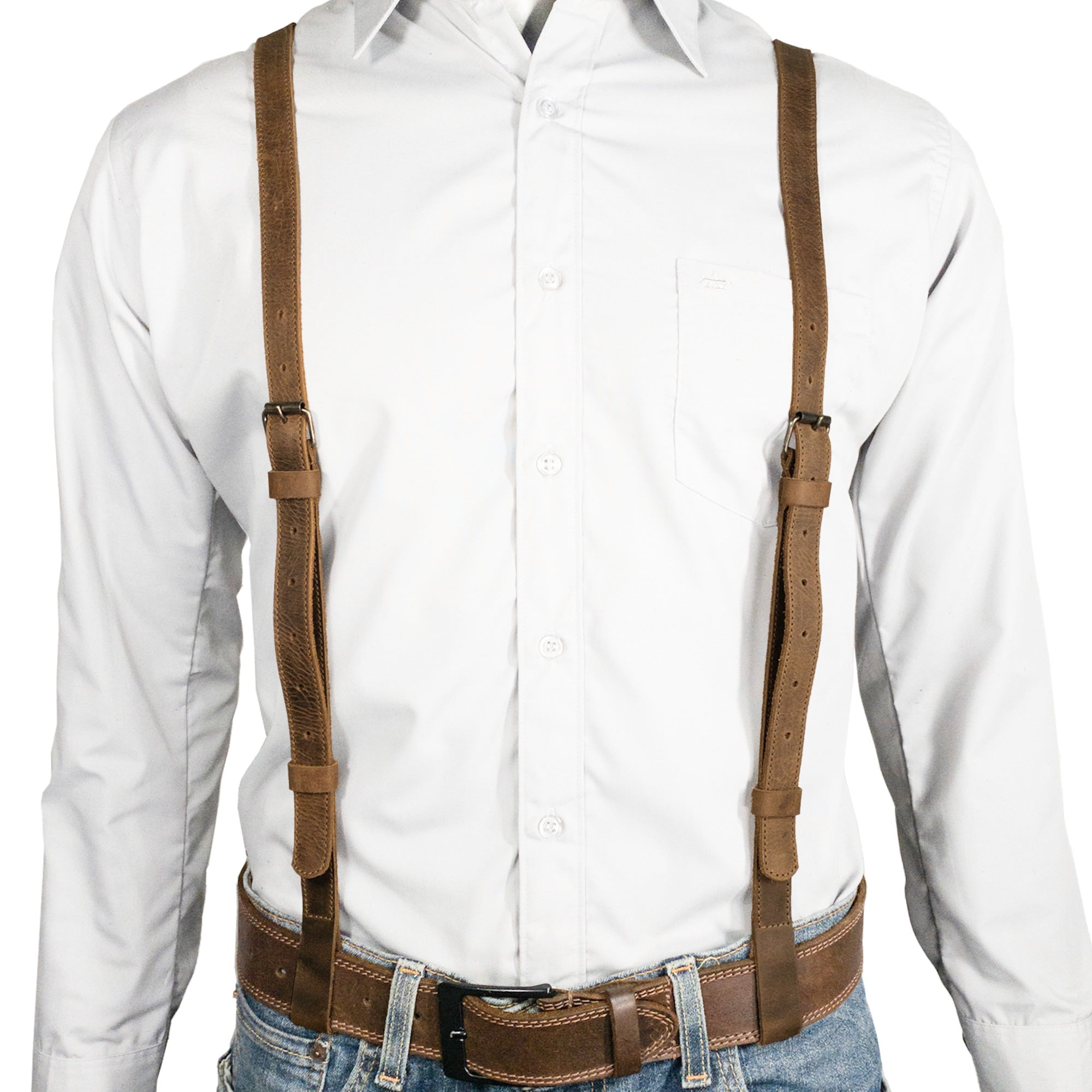 Thin Y Back Suspenders with Belt Loops - Stockyard X 'The Leather Store'