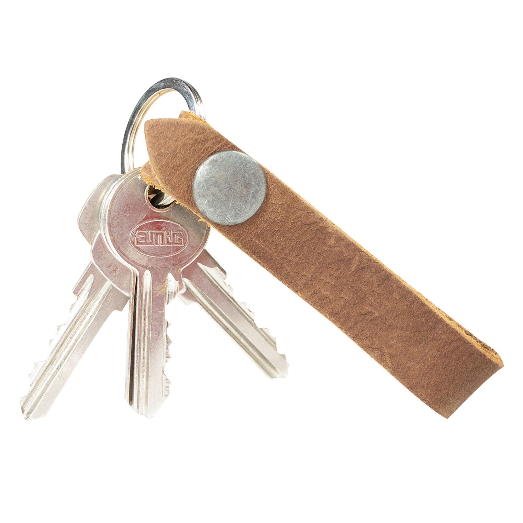 Hide & Drink Loop Keychain showcasing a durable design with a slim strap for keys. This rustic keychain with belt loop is crafted from full grain leather by skilled artisans in La Antigua Guatemala & Oaxaca Mexico, ensuring quality craftsmanship.