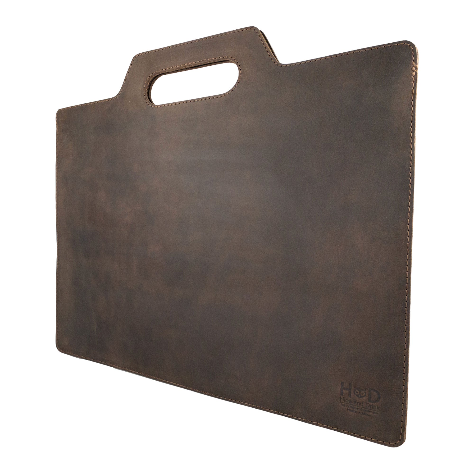 Minimalist Flat Portfolio, Laptop Sleeve with Die Cut Handle - Stockyard X 'The Leather Store'