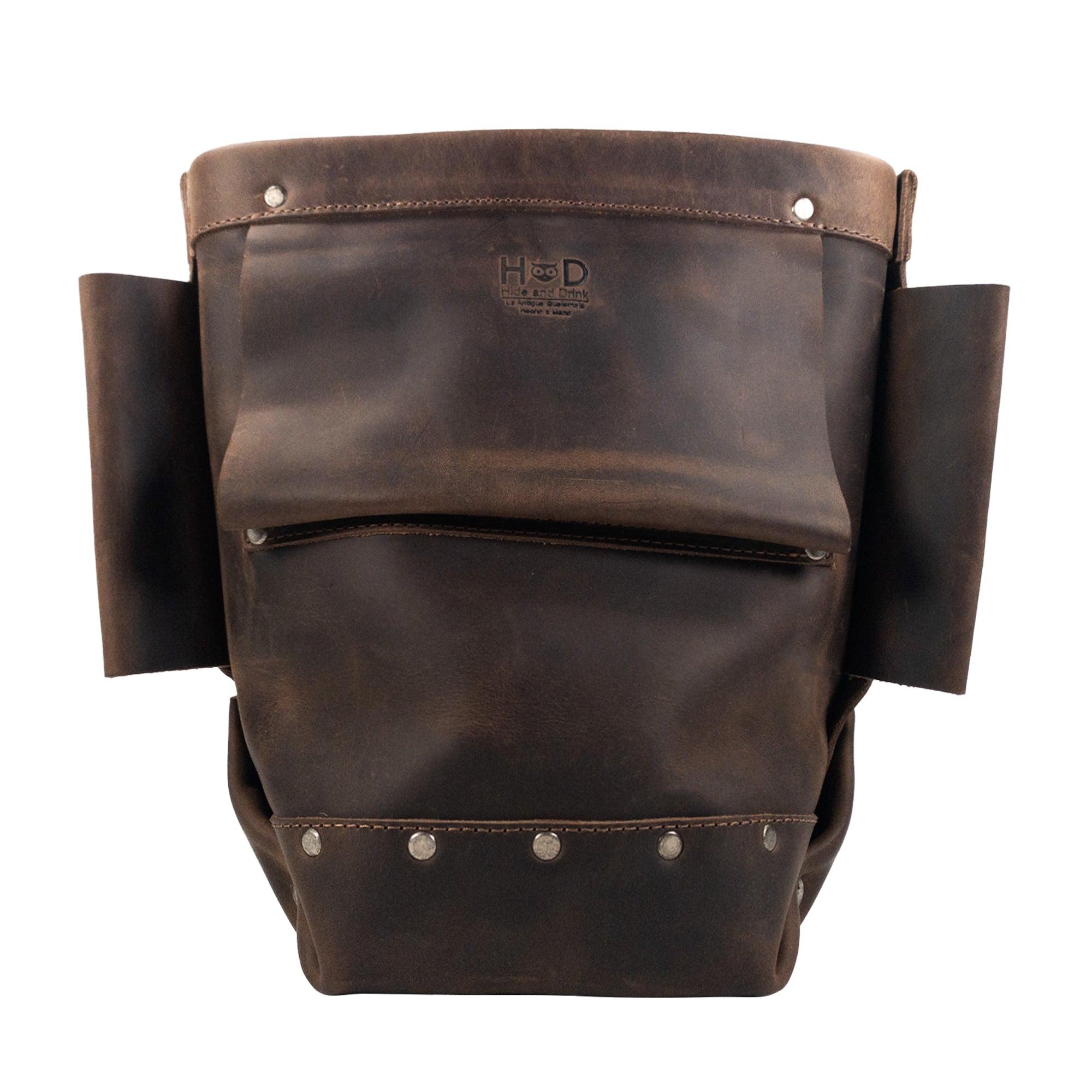Hide & Drink Electrician Tool Pouch designed with a durable and attractive full grain leather exterior. This organizer bag features a unique handcrafted appearance, making it an essential for electricians. Perfectly crafted through small batch production and fire branded for authenticity, this artisan piece is handmade in La Antigua Guatemala & Oaxaca Mexico.