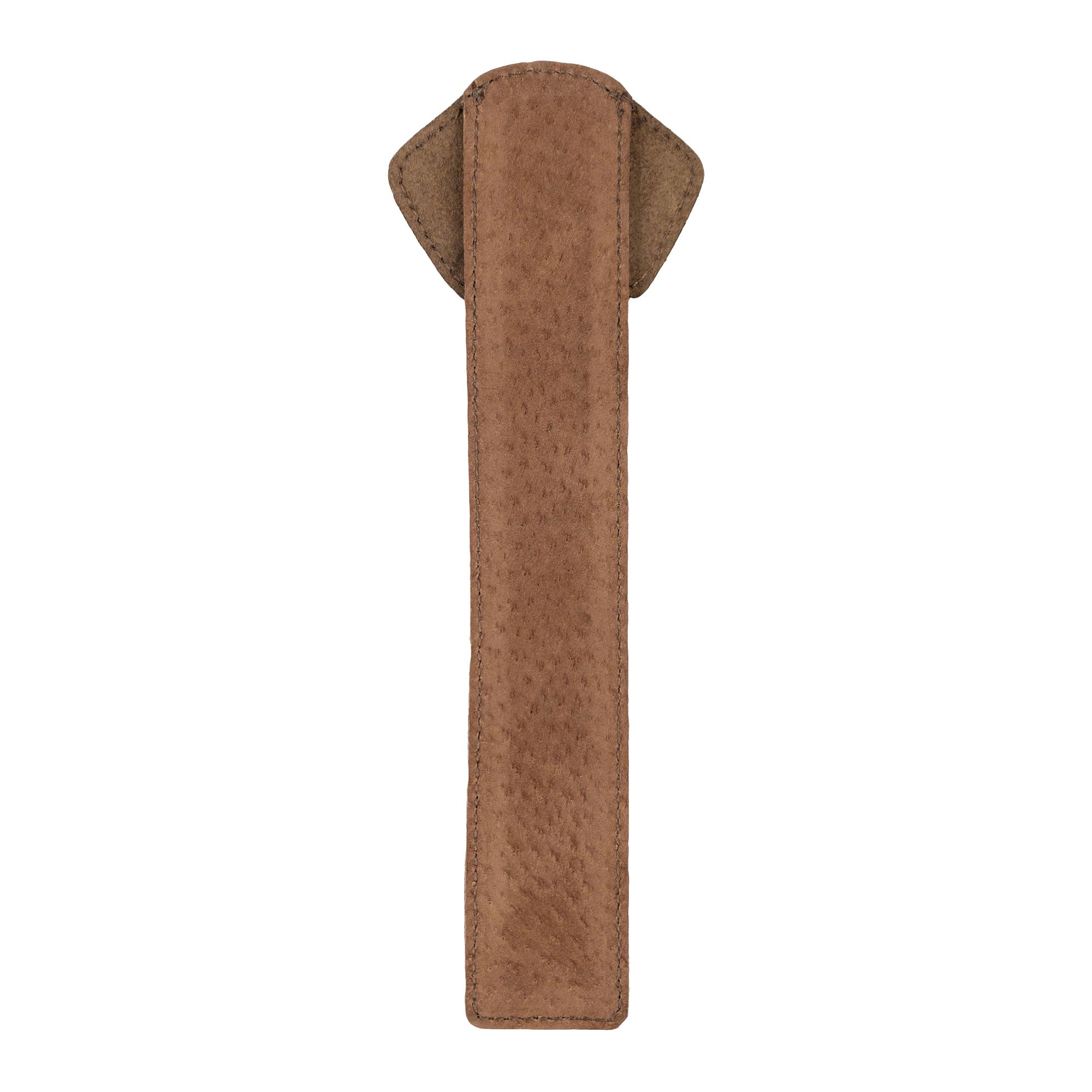 The back view of Hide & Drink's Dog Bookmark, crafted from Full Grain Leather. This handmade artisan item highlights the quality of small batch production and is fire branded, made in La Antigua Guatemala & Oaxaca Mexico.