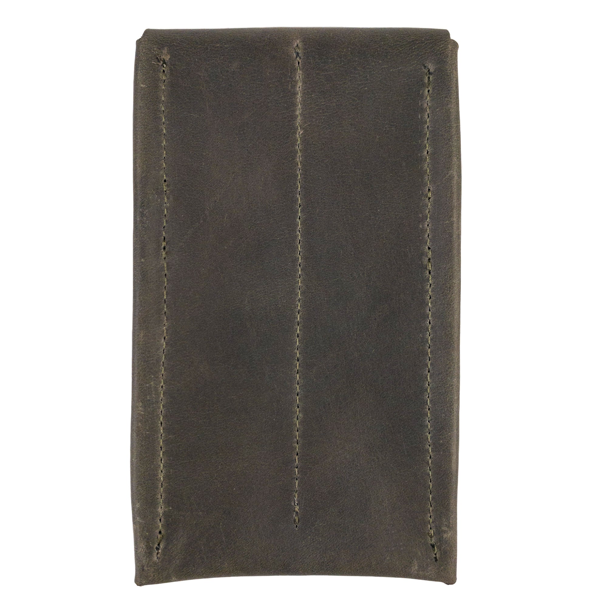 Back view of the Leather Worx Double Pen Case, highlighting the hand sewn edges and durable Full Grain Leather material. This handmade product showcases the artistry of small batch production, crafted lovingly in La Antigua Guatemala.
