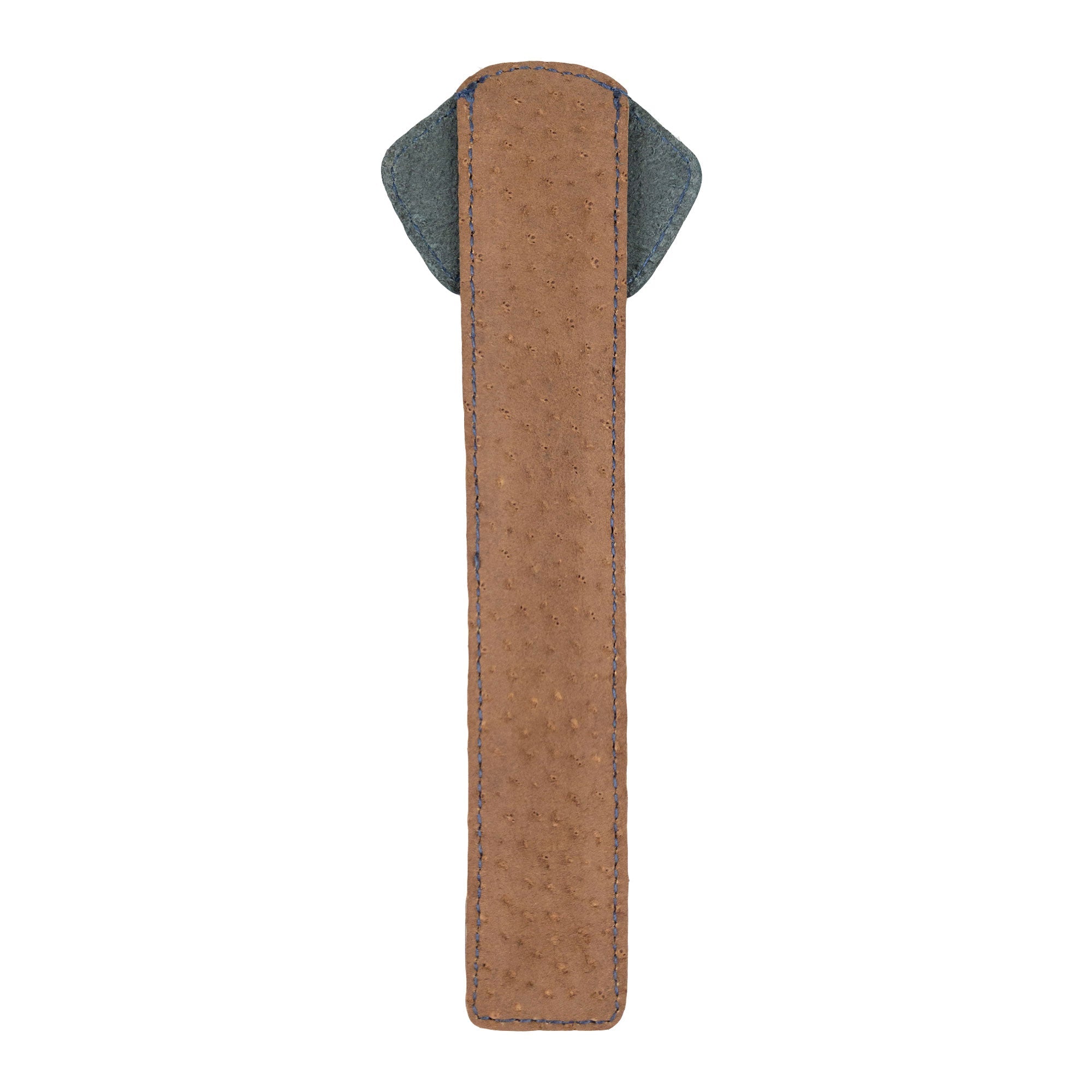 The back view of Hide & Drink's navy Dog Bookmark, crafted from Full Grain Leather. This handmade bookmark features the charm of small batch production and fire branding, proudly made in La Antigua Guatemala & Oaxaca Mexico.