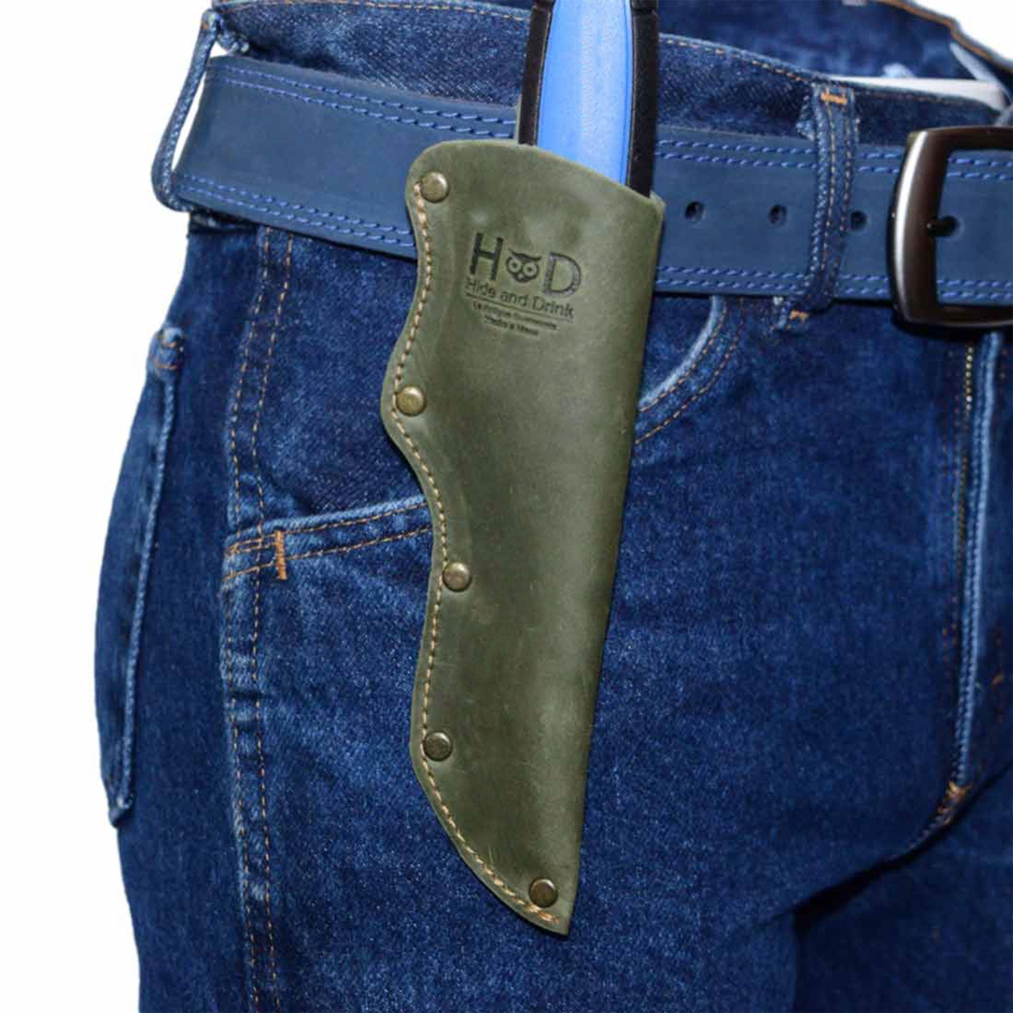 Belt Mora Knife Sheath by Hide & Drink, offering a well-constructed Thick Sheath for Mora Knife with Belt Loop. An essential rustic accessory handcrafted from Full Grain Leather.