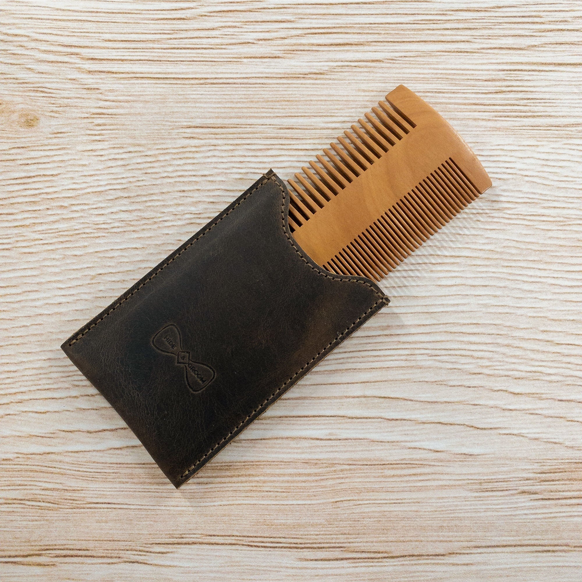 Set of 2 Wooden Hair Comb Sleeves for Groomsmen - Stockyard X 'The Leather Store'