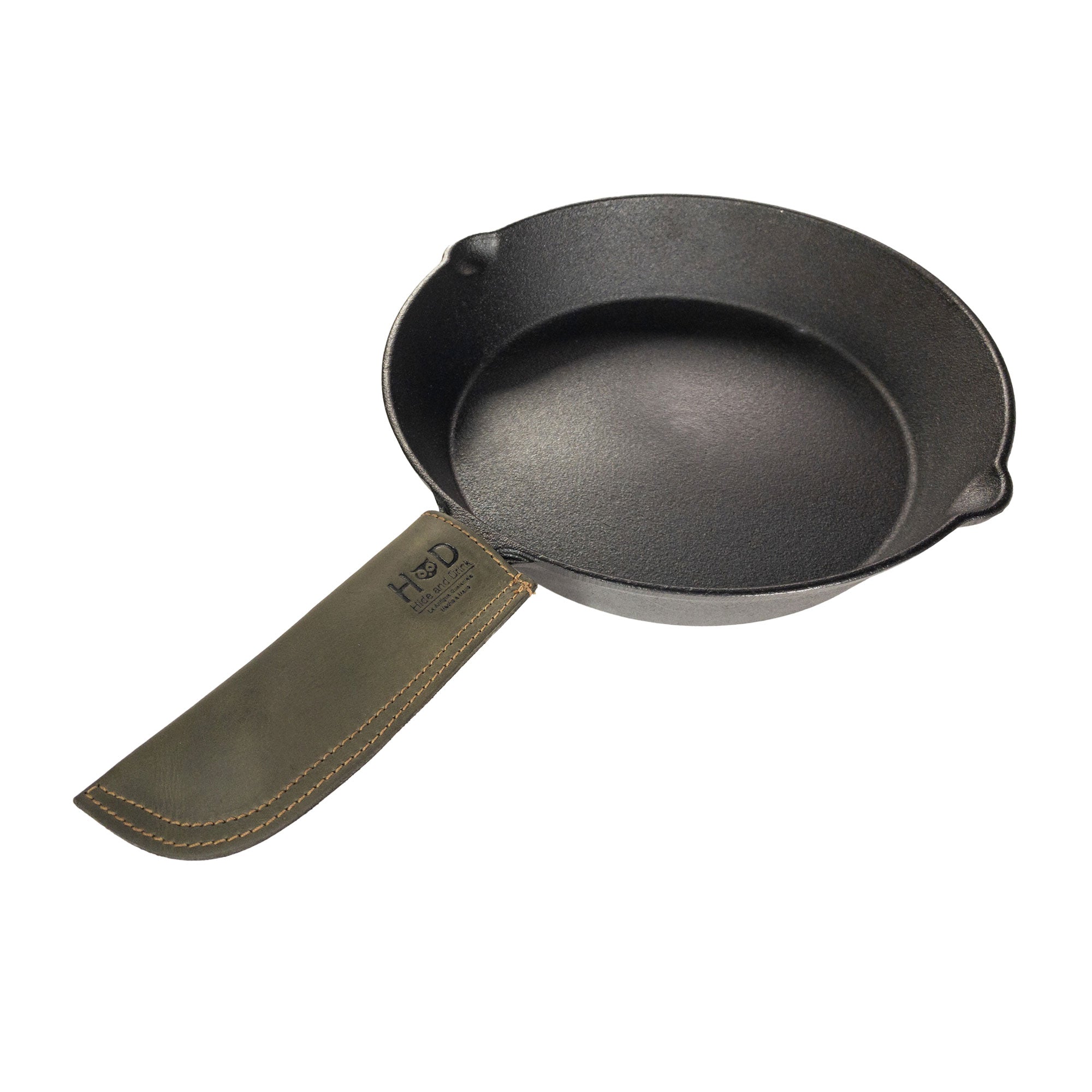 Hot Pan Handle Cover by Hide & Drink, designed for durability and heat resistance, perfect for hot skillets, artisan-crafted in La Antigua Guatemala & Oaxaca Mexico.