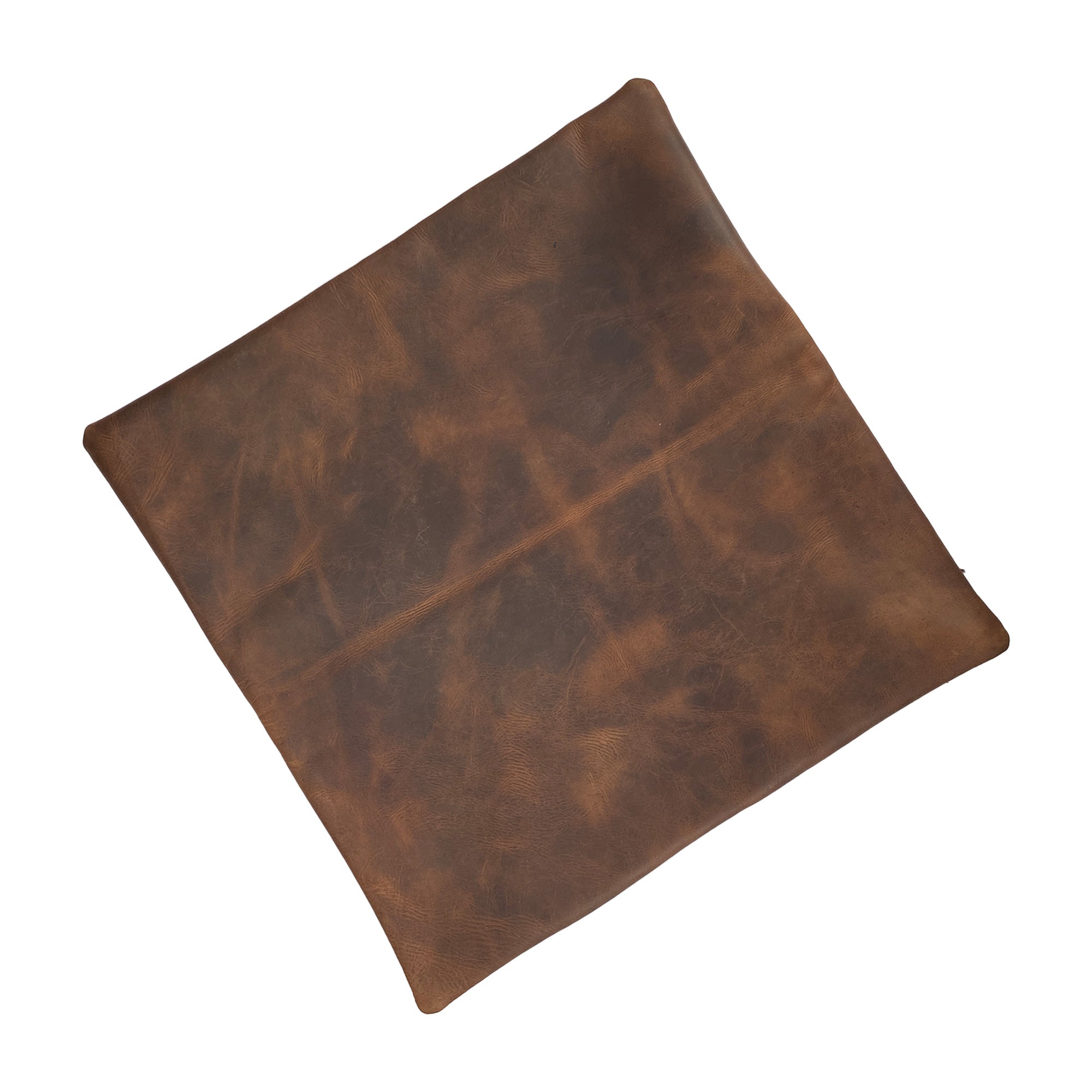 An elegant Leather Pillow Cover 18 x 18 In. by Leather At Home, displaying the unique qualities of full grain leather, perfect for enhancing your living space. Decorative Pillowcase (18 x18 inches) (Stuffing NOT Included) Wonder-Home Luxury Style, Standard Throw Cushion Covers, Full Grain Leather, StockyardX, Small Batch Production, Hand Cut, Hand Sewn, Fire Branded, Artisan, Handmade in La Antigua Guatemala & Oaxaca Mexico.