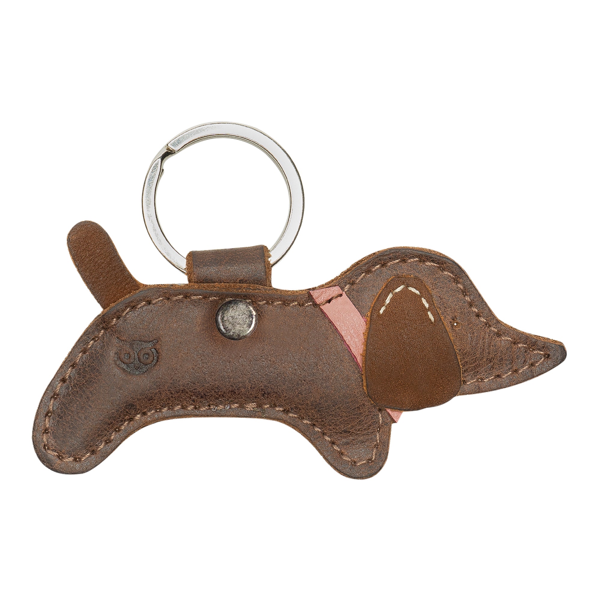 Dog Critter Key Chain by Hide & Drink, featuring a playful design and sturdy construction. This Animal Key Ring Holder enhances any key collection, crafted from durable Full Grain Leather. Artisan made in La Antigua Guatemala & Oaxaca Mexico.