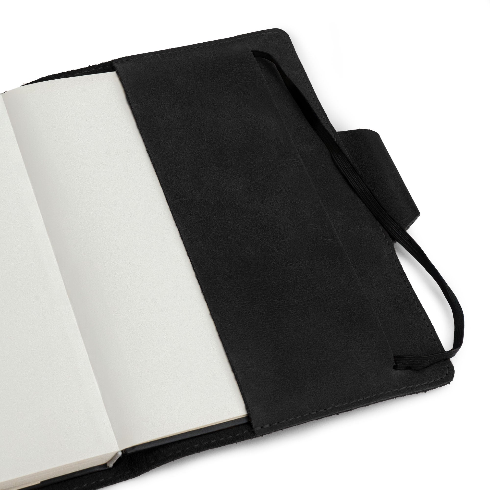A5 Notebook Cover with Card Slots by Leather Worx, highlighting the craftsmanship and features of the inner cover. This rustic cover for Leuchtturm A5 Notebook with Card Slots (Notebook Not Included) showcases minimalist design with high-quality full grain leather. StockyardX, small batch production, hand cut, hand sewn, fire branded, and artisan-made in La Antigua Guatemala.