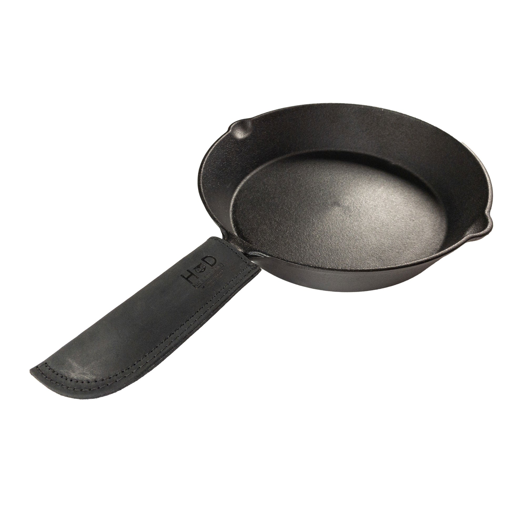 Hot Pan Handle Cover by Hide & Drink, emphasizing quality durability and heat resistance for cookware, expertly made in La Antigua Guatemala & Oaxaca Mexico.