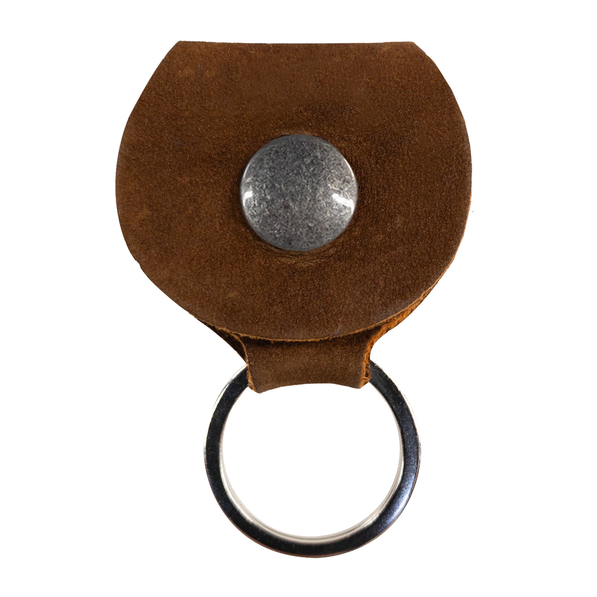 Top view of the Key Chain & Guitar Pick Holder by Hide & Drink, displaying a simple yet stylish Guitar Pick Holder with Ring. This keychain for guitar players is made from Full Grain Leather, crafted through small batch production with hand cut, hand sewn techniques and artisan details, fire branded for authenticity, handmade in La Antigua Guatemala & Oaxaca Mexico.