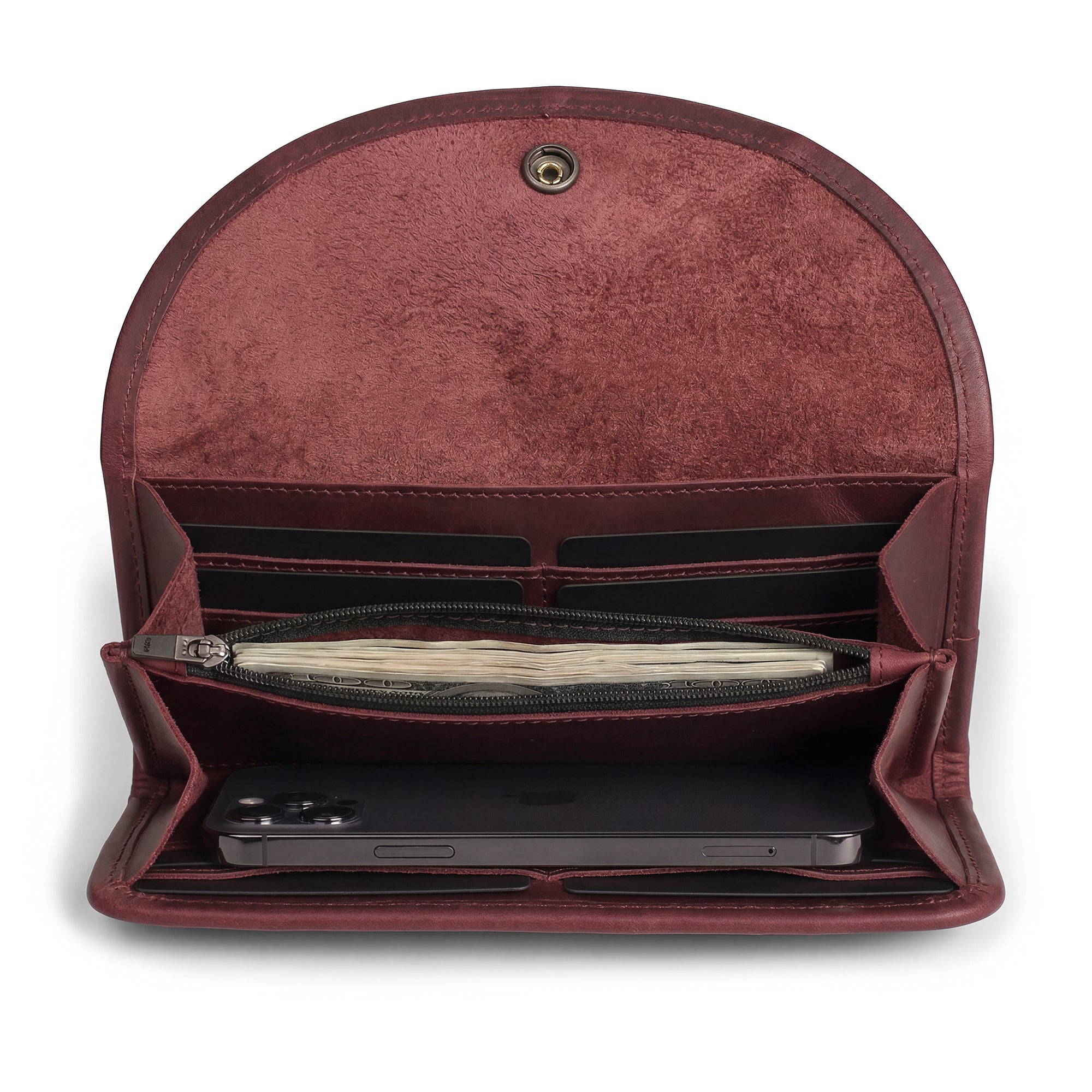 Single Snap Zippered Wallet