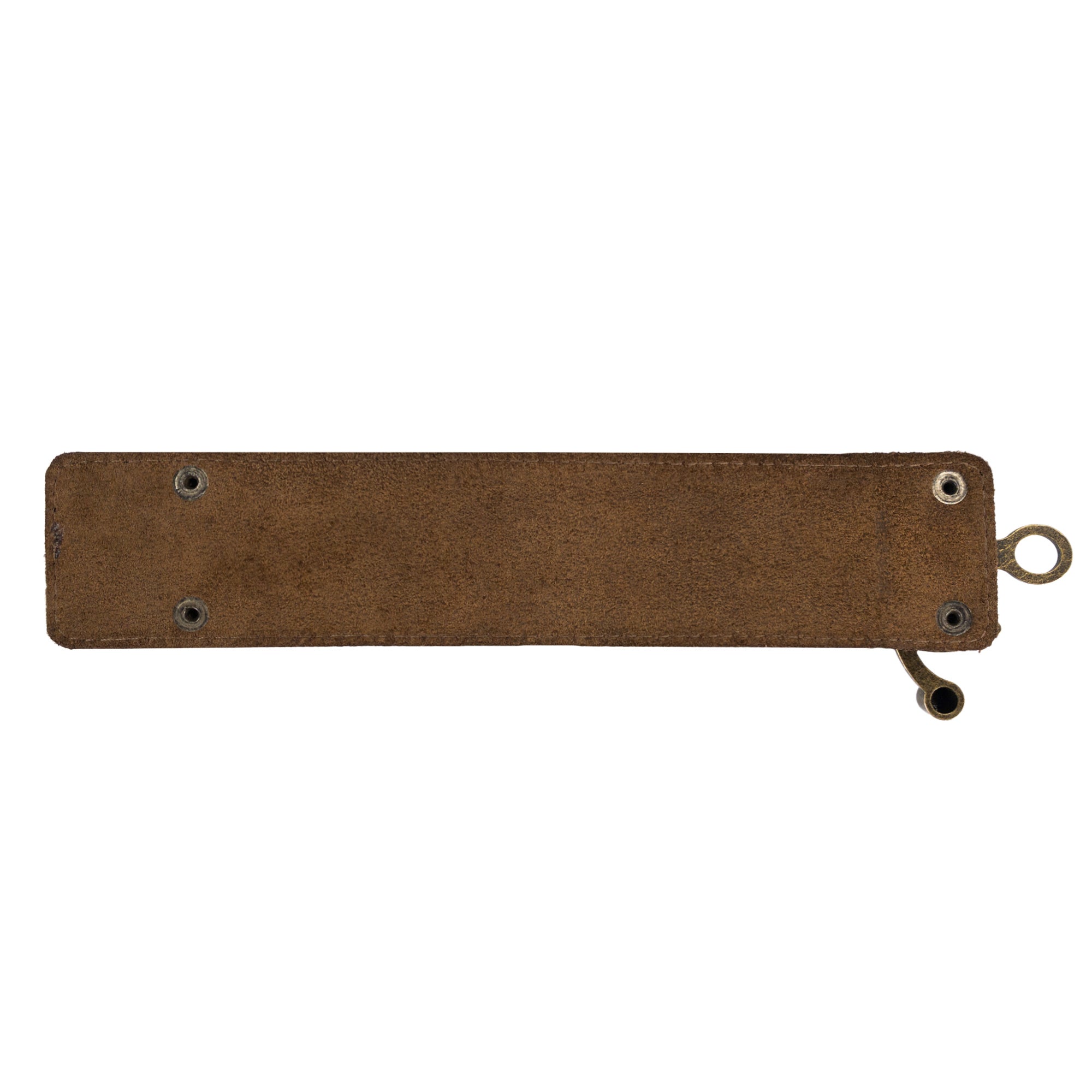 Inside view of the Hide & Drink 8 Inch Wristband with Vintage Clasp, showing the smooth Full Grain Leather and quality craftsmanship. Emphasizing small batch production techniques, each wristband is hand cut, hand sewn, and fire branded, made by artisans in La Antigua Guatemala & Oaxaca Mexico.