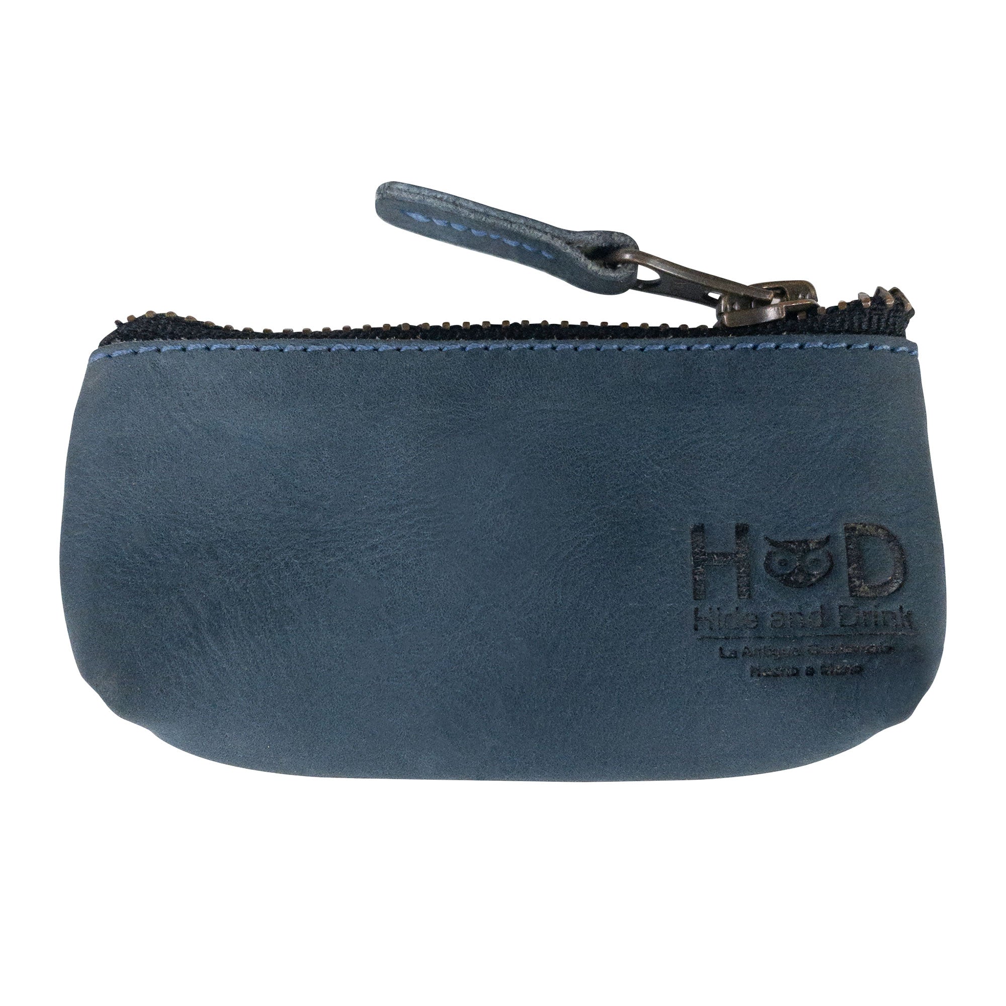 Hide & Drink Key Holder Zippered Pouch in a vibrant shade of brown, ideal for carrying keys or small valuables. A vintage style pouch crafted from full grain leather, showcasing artisan skills.
