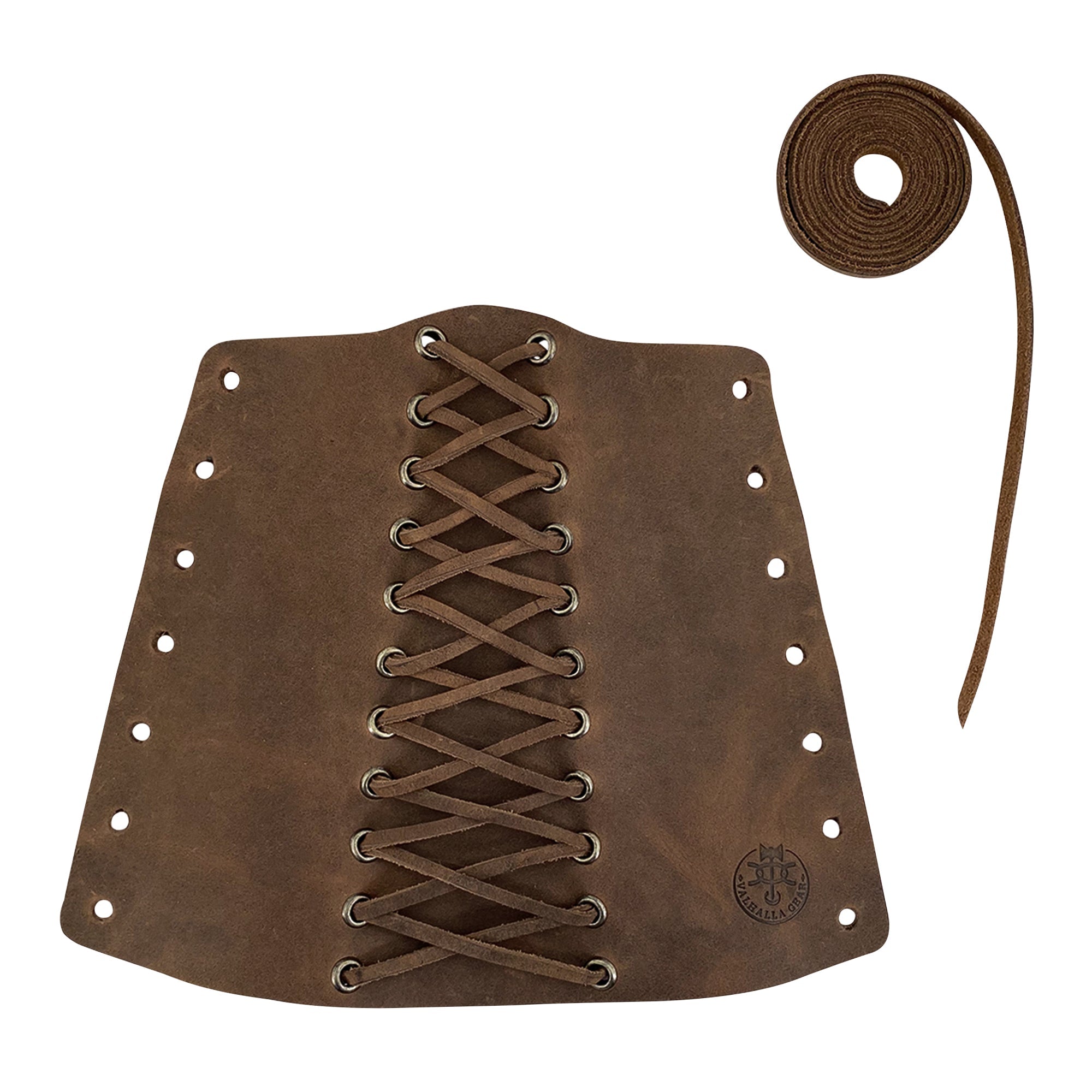 Valhalla Gear Archery Bracer - 2 pack displaying the unique design of a bracer with laces made of full grain leather. Functions as a perfect hand protector for bow shooting practice, this outdoor sports armband is a result of small batch production, hand cut, hand sewn, and fire branded craftsmanship. Artisan-made in La Antigua Guatemala & Oaxaca Mexico, adding elegance to your archery gear.