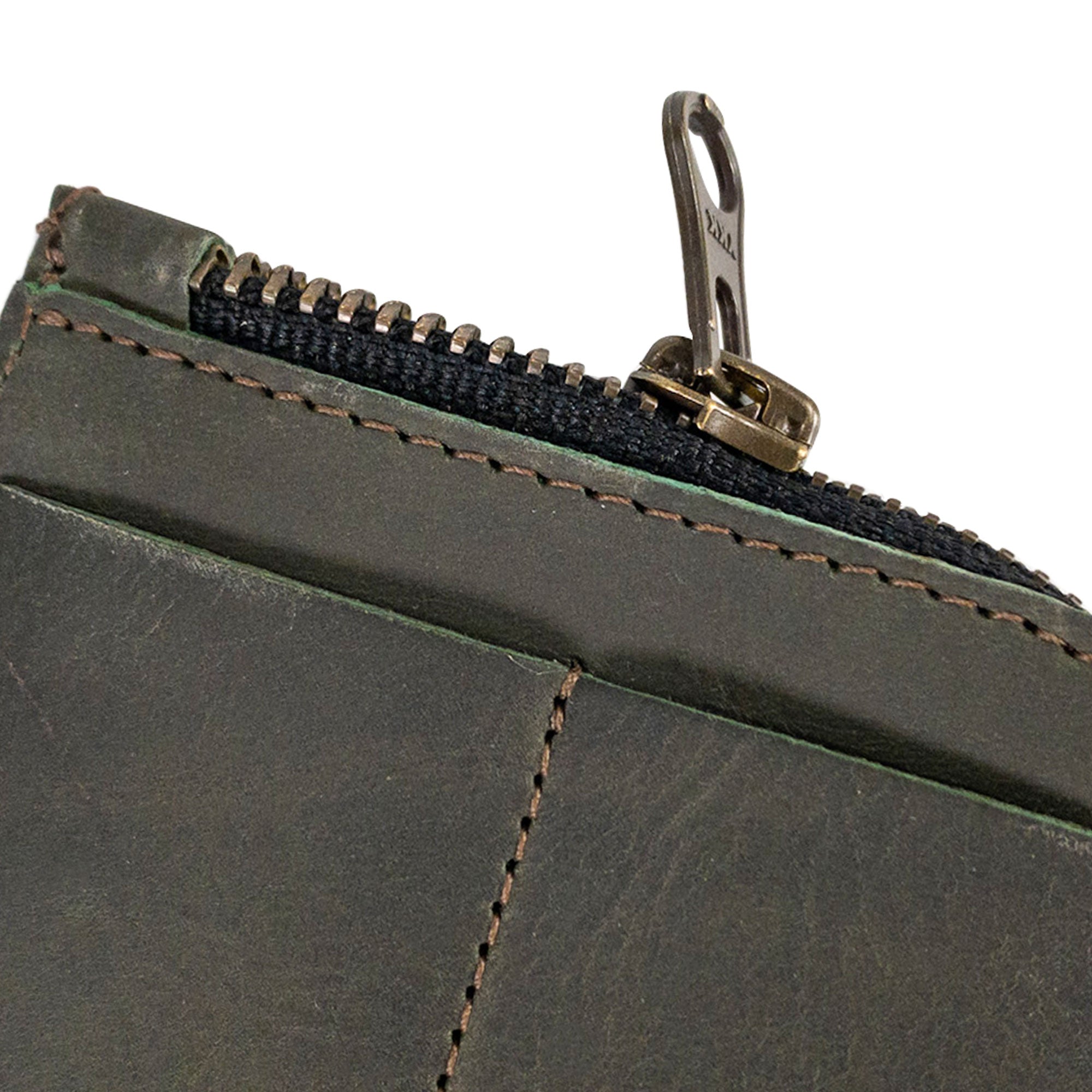 Hide & Drink EDC Pocket Wallet displayed against a natural backdrop, emphasizing its artisan quality and full grain leather material.