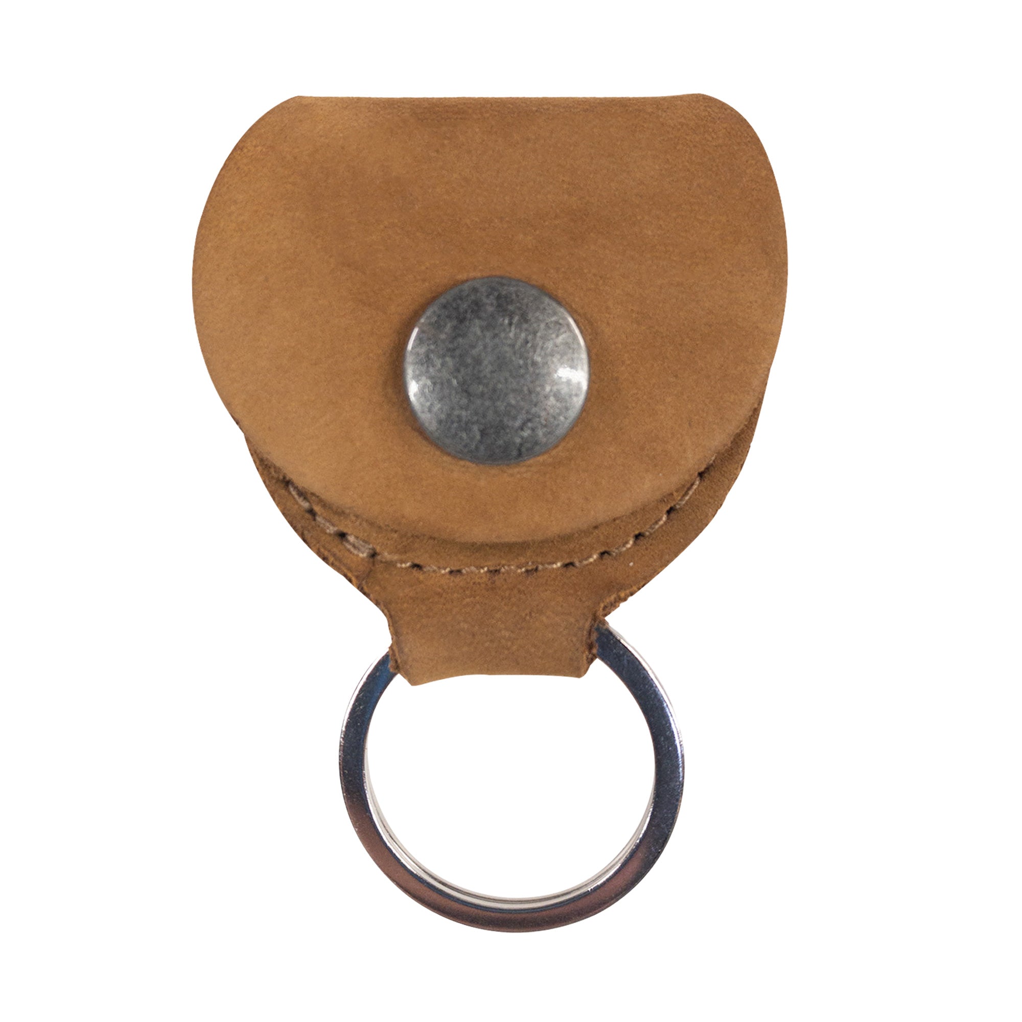 Hide & Drink Key Chain & Guitar Pick Holder, presenting a detailed inspection of the button closure. This stylish artisan key organizer for guitar players is made from Full Grain Leather with a focus on small batch production from La Antigua Guatemala & Oaxaca Mexico.