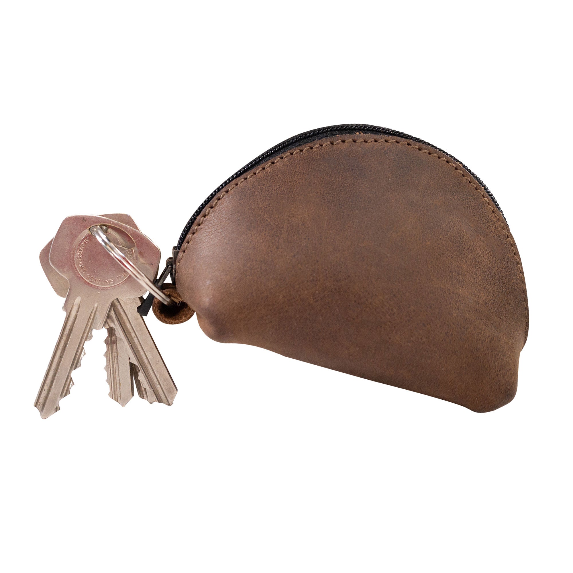Hide & Drink’s Keychain Coin Pouch showcasing a rounded design, perfect for securing coins and keys. Coin Pouch, Keychain, Wallet, Purse, Holder, SD Card, USB, Cash, Case, made from durable Full Grain Leather, hand sewn in La Antigua Guatemala & Oaxaca Mexico.