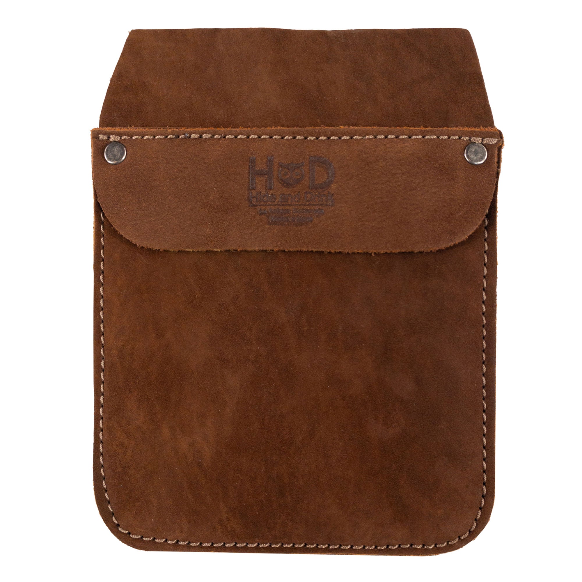 Close-up of the Hide & Drink Leather Work Pocket, highlighting its durable suede leather finish. This versatile Leather Work Pocket serves as a reliable Work Pocket Organizer for Tools, handmade with care in La Antigua Guatemala.