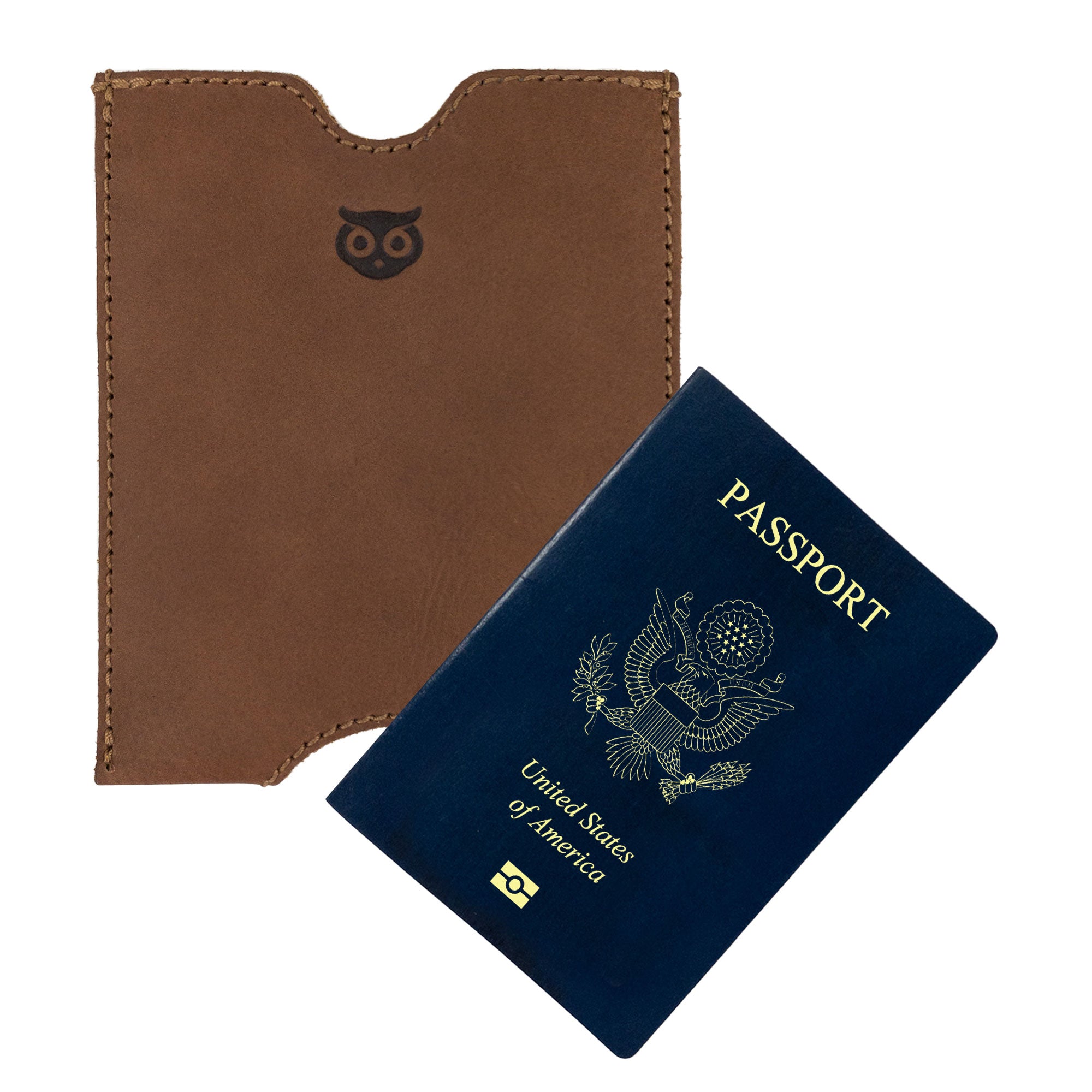 Hide & Drink Passport Sleeve with a U.S. passport. This travel passport pocket sleeve, made from premium full grain leather, offers both style and functionality for any traveler. Features tags: Travel Passport Pocket Sleeve, Full Grain Leather, StockyardX, Small Batch Production, Hand Cut, Hand Sewn, Fire Branded, Artisan, Handmade in La Antigua Guatemala & Oaxaca Mexico.