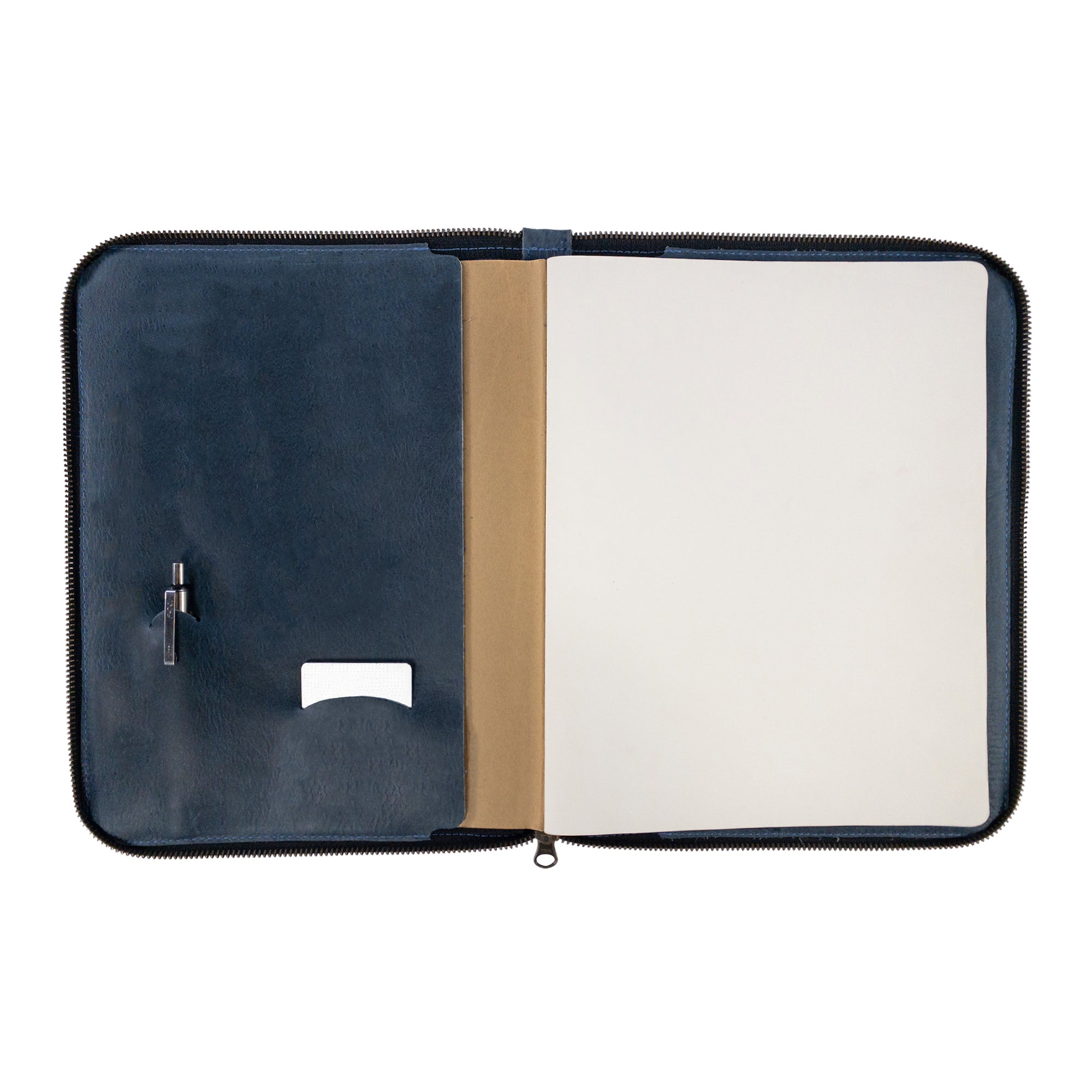 Front view of Hide & Drink Zippered Journal Cover for Moleskine (Notebook NOT Included), emphasizing its sleek design and handcrafted quality.