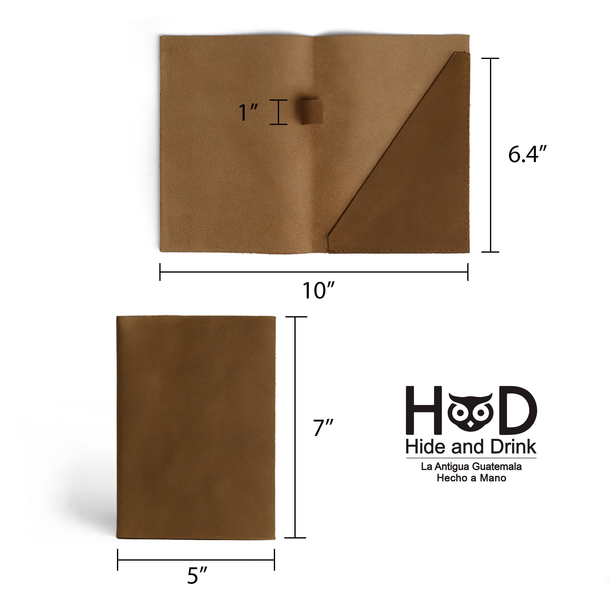 Measurement details for the Bifold Check Presenter With Pen Slot by Hide & Drink, demonstrating its practical dimensions and exquisite craftsmanship in full grain leather. Bifold Check Presenter with Pen Slot for Restaurant & Cafe Accessories, Western Bill Holder, Full Grain Leather, Handmade Waiter and Waitress Accessory, Small Batch Production, Hand Cut, Hand Sewn, Fire Branded, Artisan, Handmade in La Antigua Guatemala & Oaxaca Mexico.