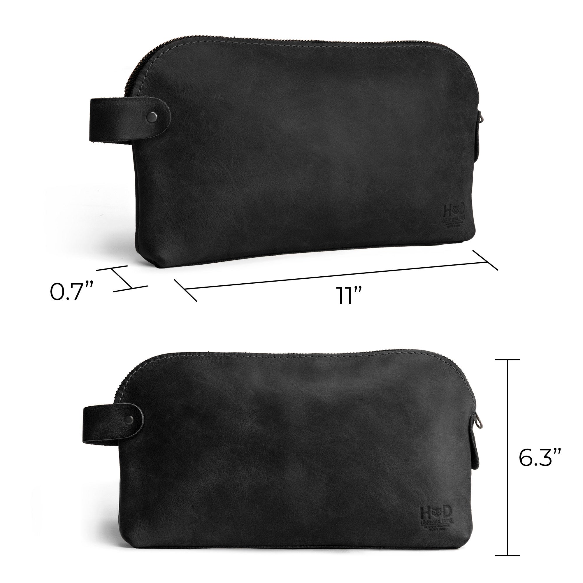 Dopp Kit Utility Bag by Hide & Drink showcasing an elegant, minimalist style. This artisan Dopp Kit Utility Bag is perfect for travel and is crafted from full grain leather with emphasis on hand cut and hand sewn construction, handmade in La Antigua Guatemala & Oaxaca Mexico.
