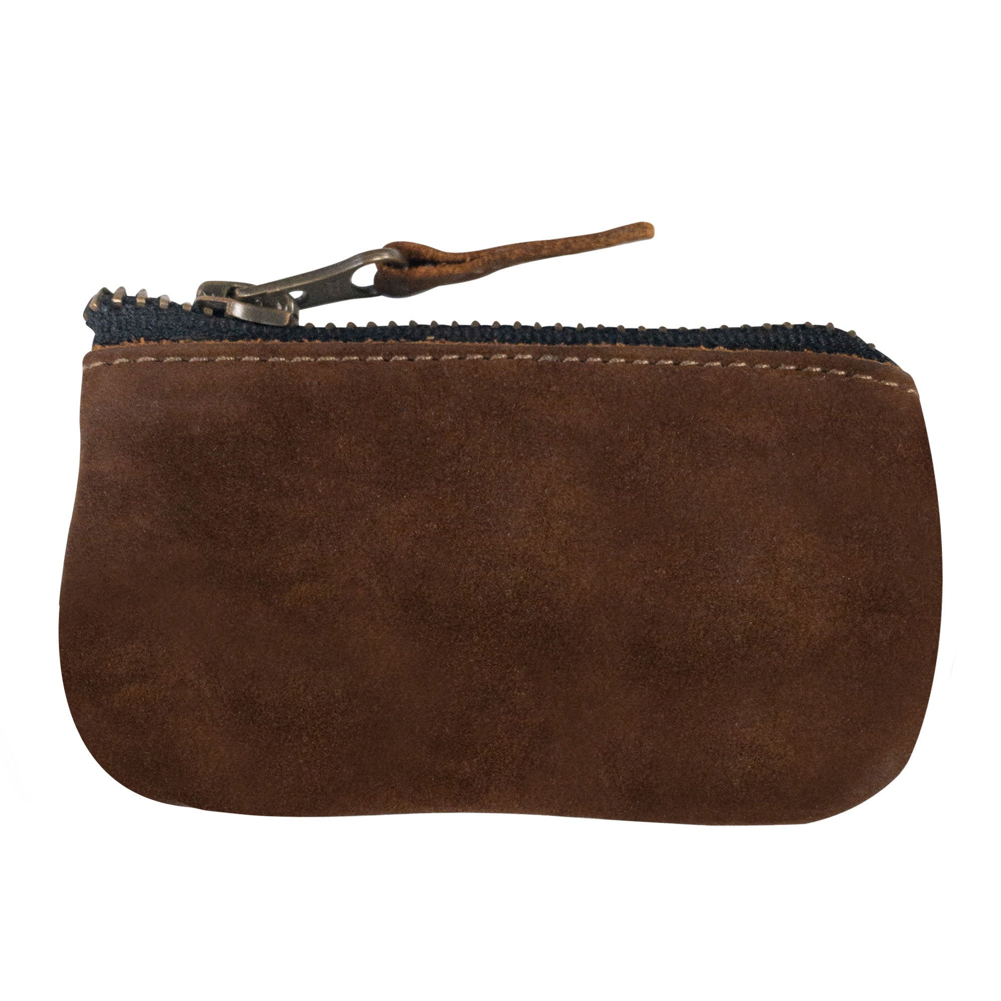 Hide & Drink Key Holder Zippered Pouch profile showcasing its soft full grain leather texture. A versatile pouch for coins, keys, or earphone holders, hand sewn with artisan techniques in La Antigua Guatemala & Oaxaca Mexico.