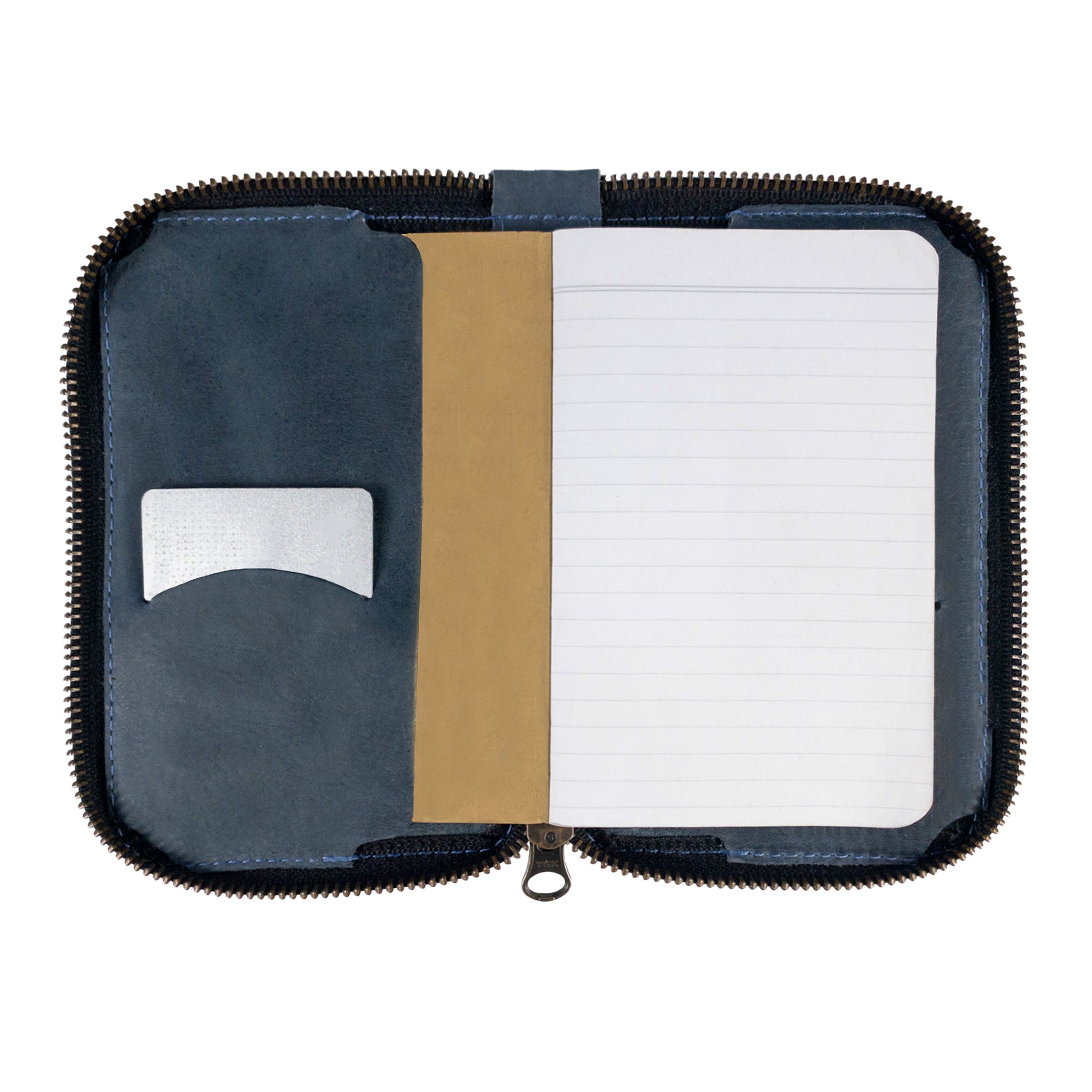Hide & Drink Zippered Journal Cover for Moleskine (Notebook NOT Included) with business cards stored neatly, emphasizing versatility in design.