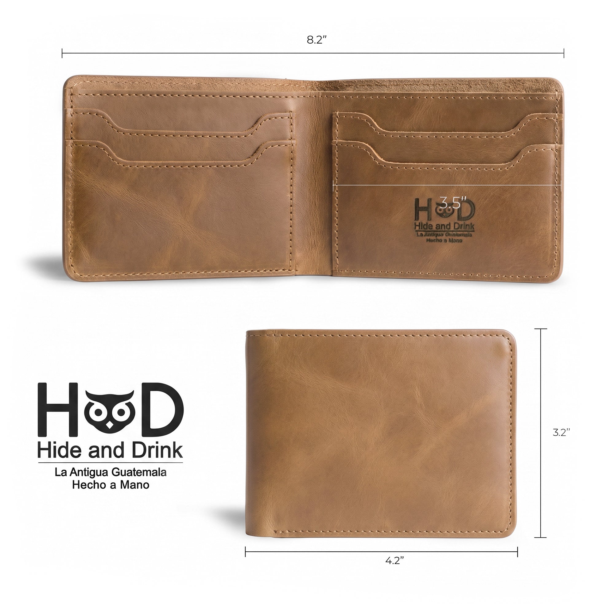 Classic Wallet in dark brown from Hide & Drink, displayed with tags and contents. This Classic Bifold Wallet is crafted from Full Grain Leather, offering an effective storage case for identification. Ideal for travel, it showcases high-quality artisan craftsmanship through small batch production, hand cut and sewn in La Antigua Guatemala & Oaxaca Mexico.