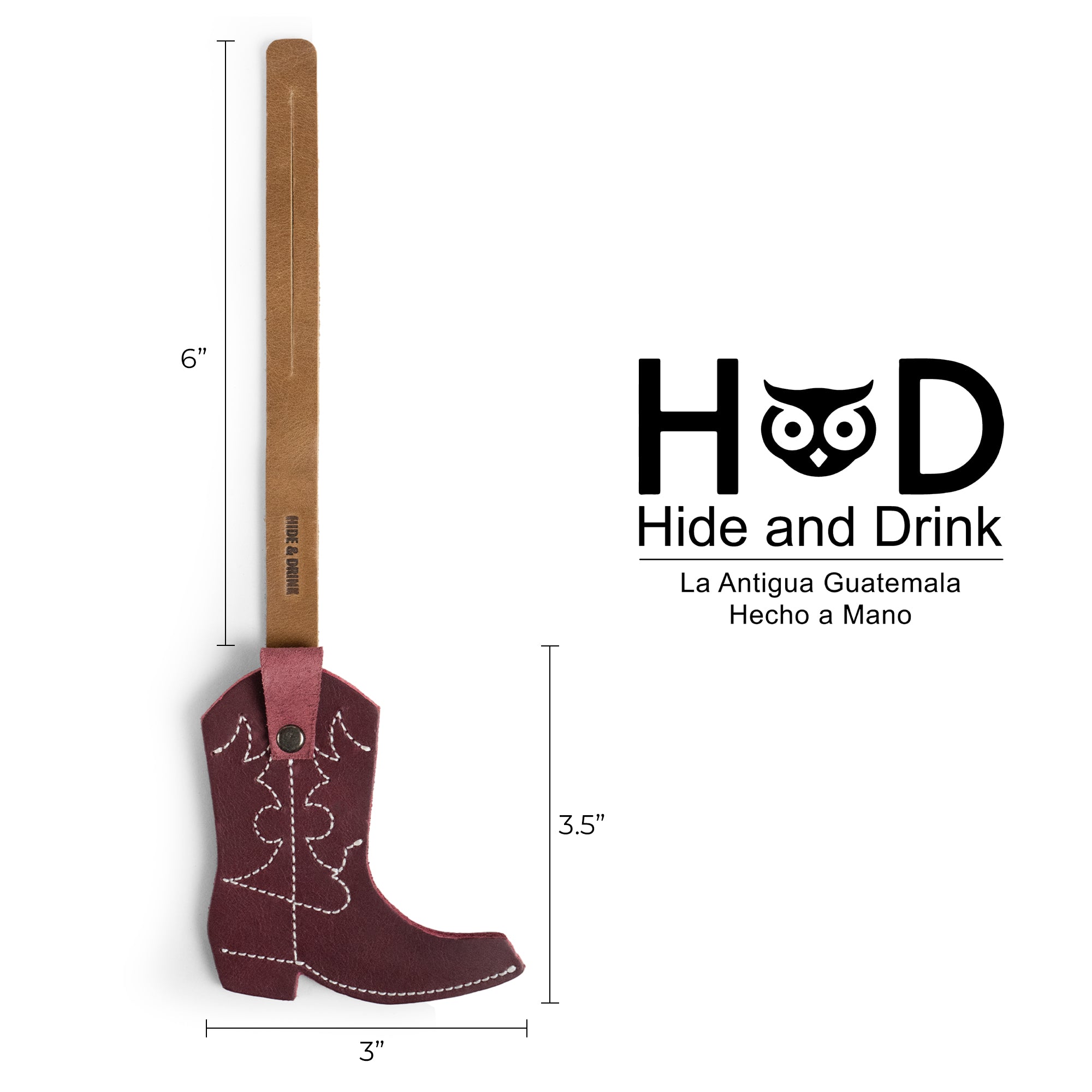 Measuring 6 inches in length, the Western Boot Bag Charm by Hide & Drink showcases a chic cowboy boot design made from full grain leather. This handmade charm, ideal for bags and purses, is crafted in La Antigua, Guatemala & Oaxaca, Mexico. With its artisan, hand cut, and fire branded craftsmanship, it’s the perfect unique ornament for women.