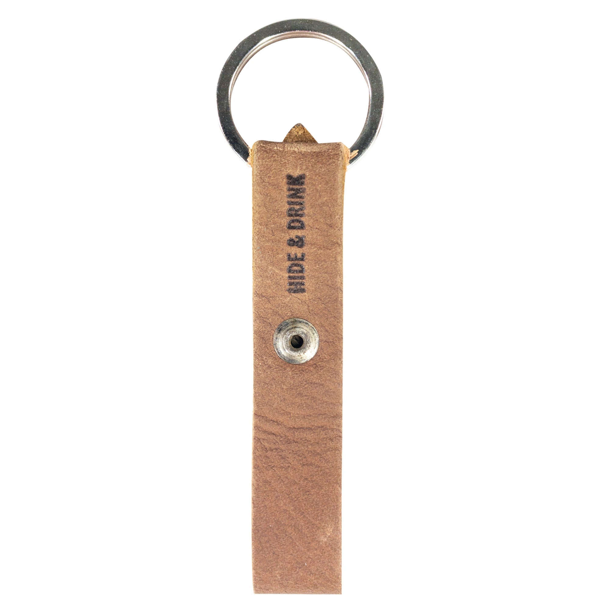 Hide & Drink Loop Keychain featuring a classic design and sturdy construction. This rustic keychain with belt loop, crafted from full grain leather, represents the quality of artisan craftsmanship from La Antigua Guatemala & Oaxaca Mexico.
