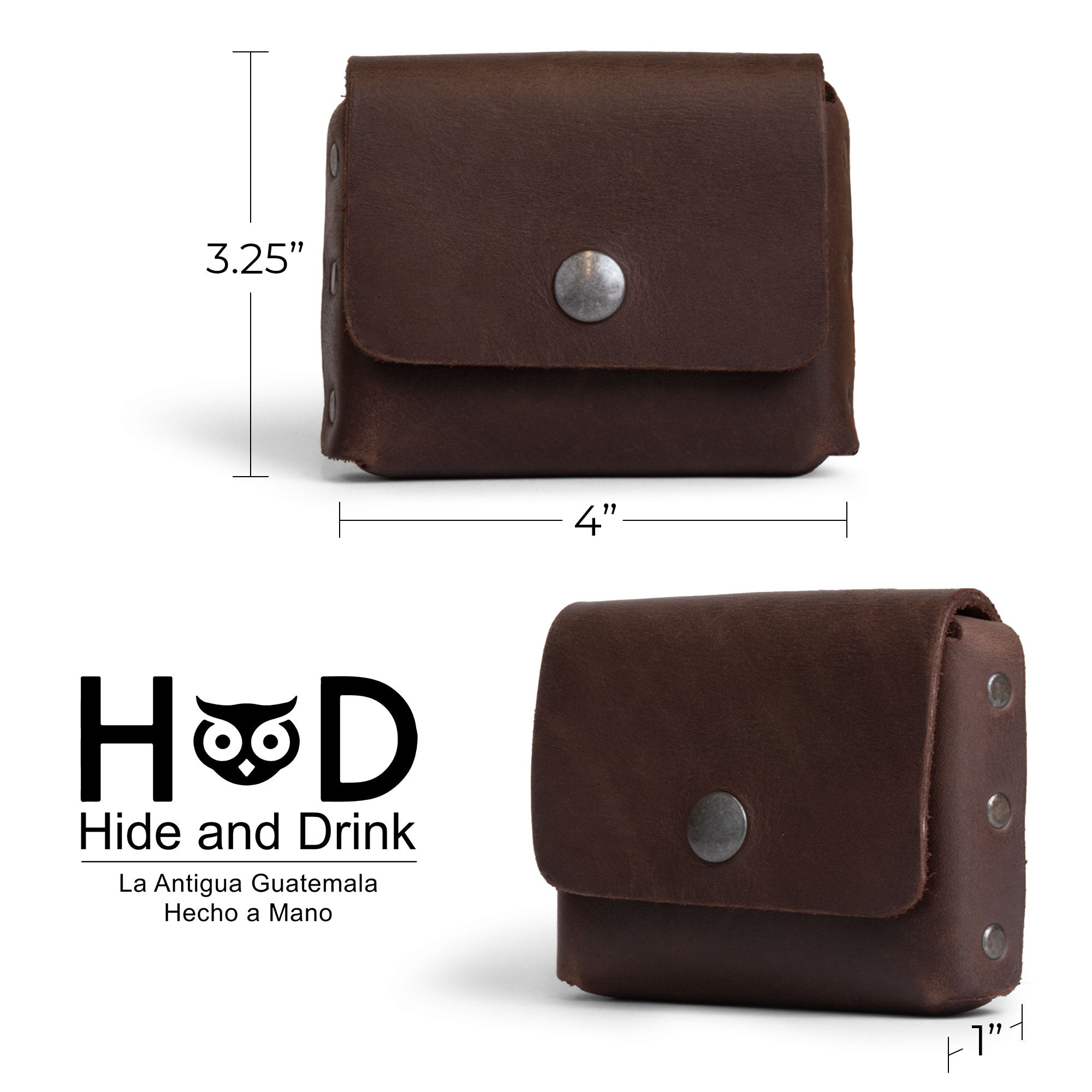 Hide & Drink Horizontal Waist Wallet, a sleek and practical accessory made from thick full grain leather. This wallet holds up to 12 cards, includes space for folded bills, and features a coin holder organizer. Artfully handmade in La Antigua Guatemala & Oaxaca Mexico, showcasing the quality of small batch production and hand stitching.