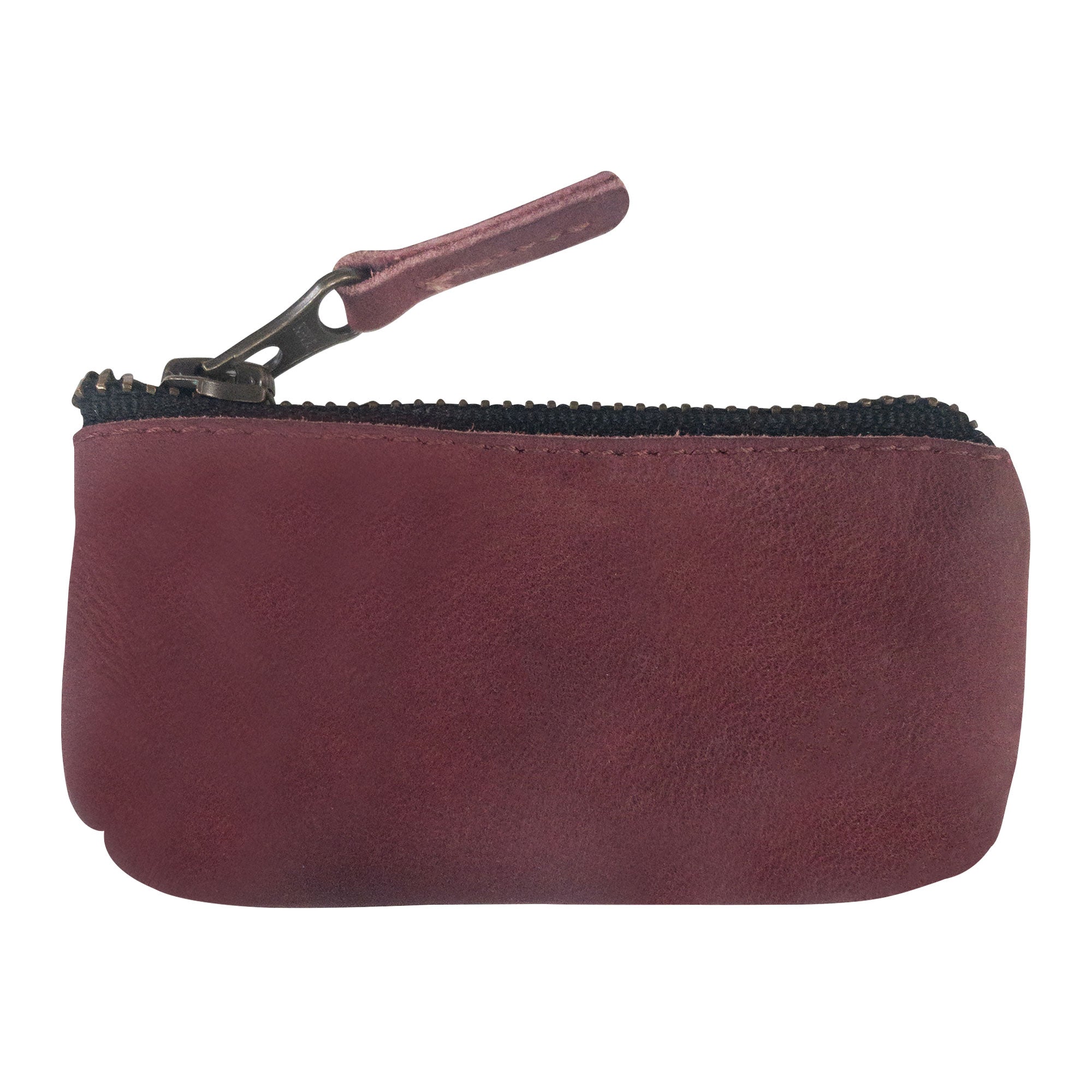 Hide & Drink Key Holder Zippered Pouch in dark brown, serving as a zippered coin bag or earphone holder. Artisan-made, showcasing quality full grain leather craftsmanship.