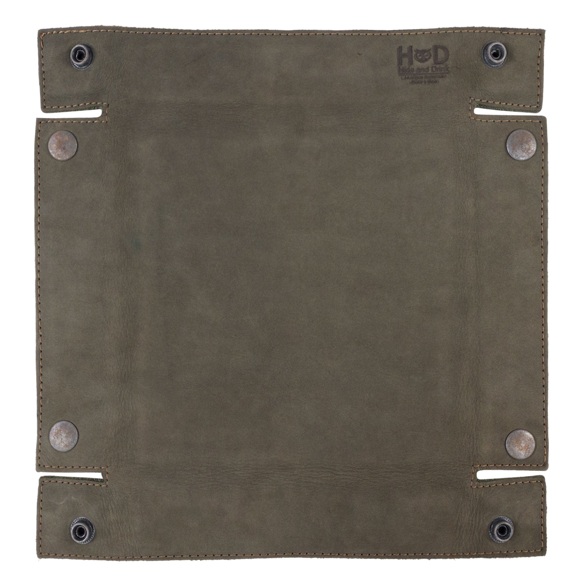 Hide & Drink Jumbo Tray, featuring a vintage-style design crafted from durable full grain leather, perfect for organizing small items like watches and jewelry. This artisan piece is handmade in La Antigua Guatemala.