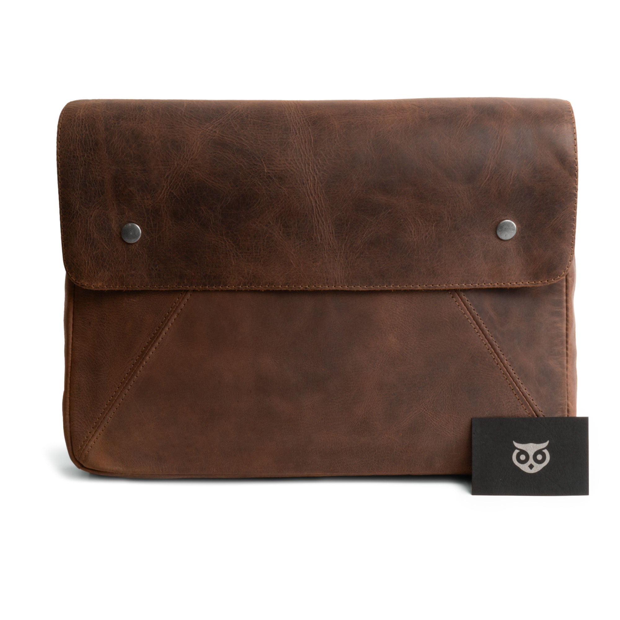 Front view of Hide & Drink's Vintage Folder Holder XL, made from Full Grain Leather. This leather folder is a must-have office accessory for contracts and documents, handcrafted with attention to detail by artisans in La Antigua Guatemala and Oaxaca Mexico, highlighting small batch production.