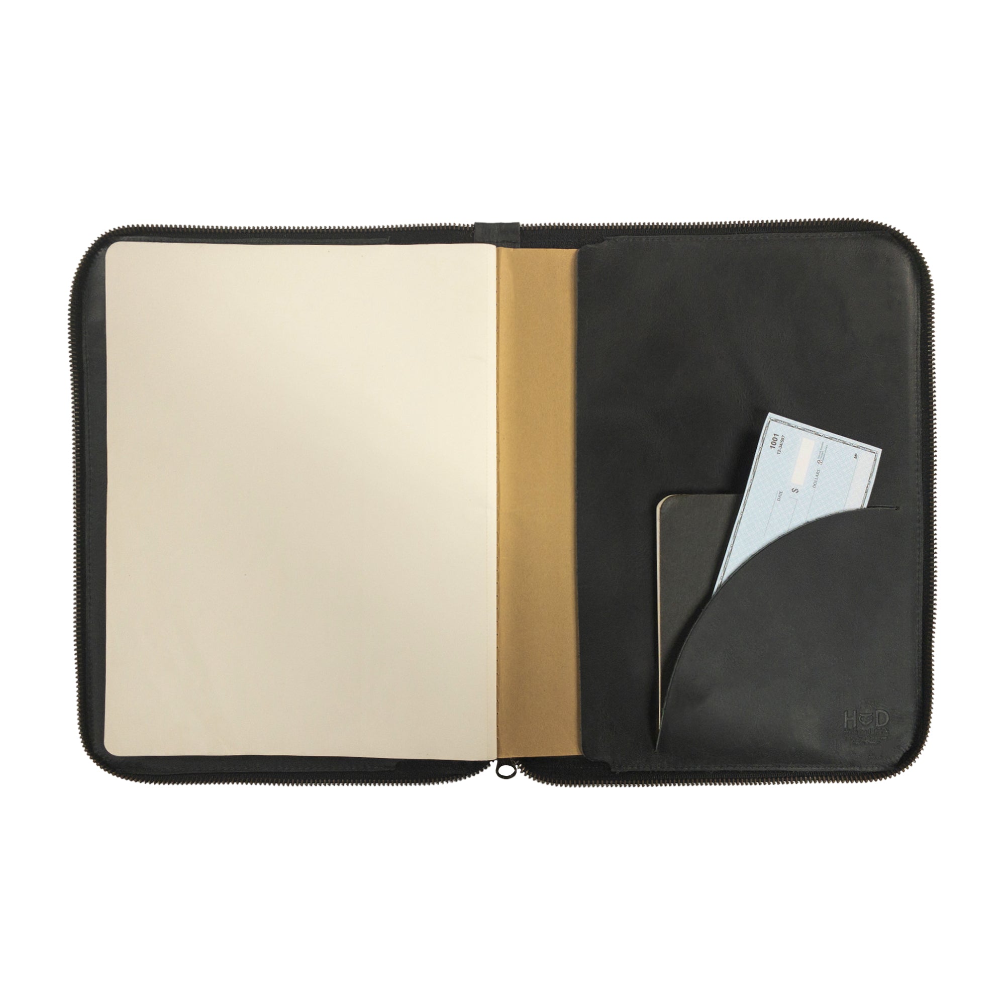 Hide & Drink Zippered Journal Cover for Moleskine (Notebook NOT Included) in stylish black leather, perfect for writing and organizational needs.
