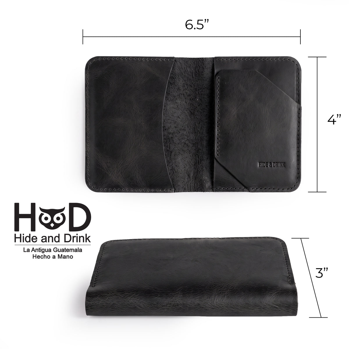 Bi-Fold Card Wallet Diagonal by Hide & Drink featuring a brown finish, emphasizing its handmade quality; a stylish and compact cash organizer crafted from durable full grain leather.