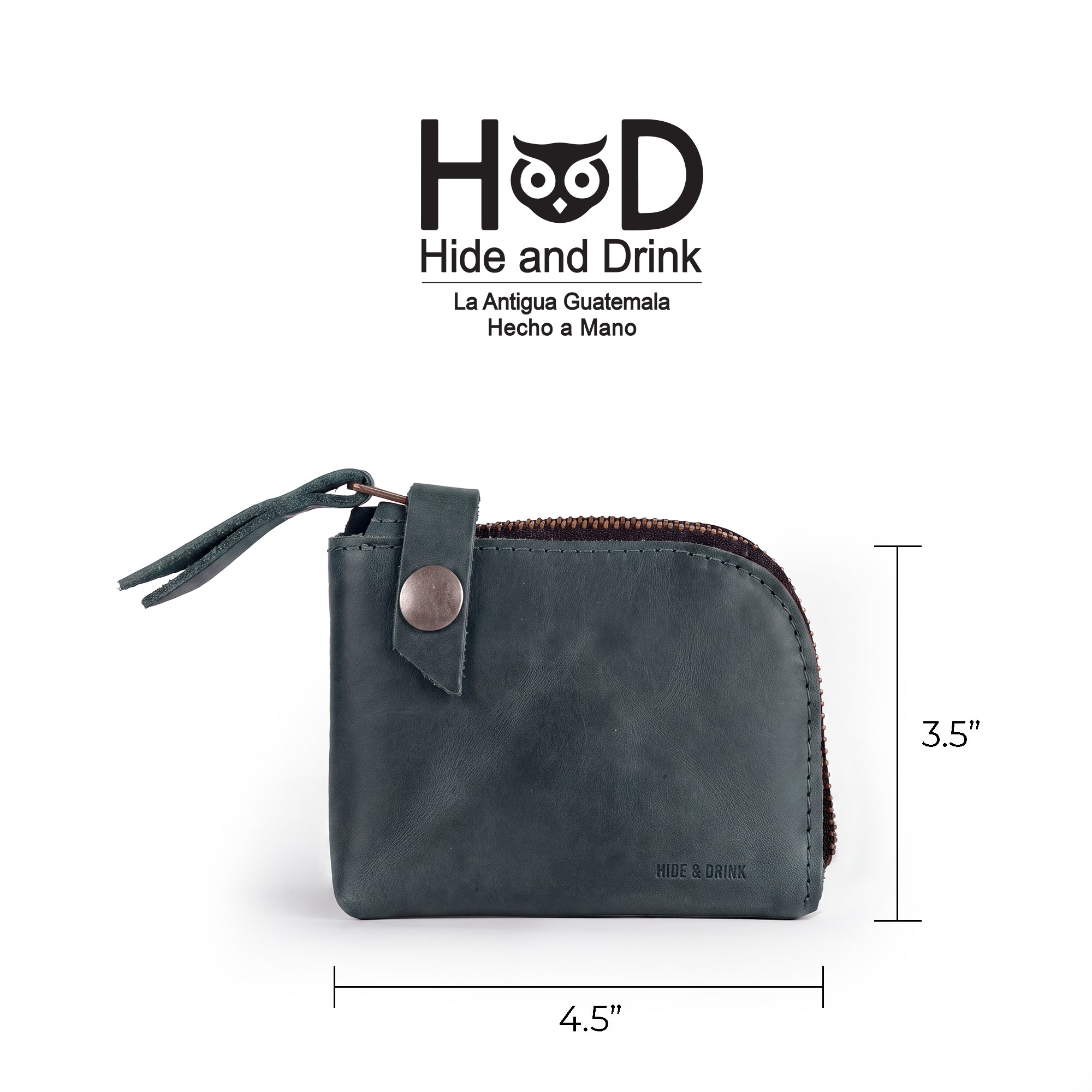 Size and comparison of the Lion's Mane Zippered Wallet by Hide & Drink with a credit card. A mini wallet that combines functionality with artisan craftsmanship.